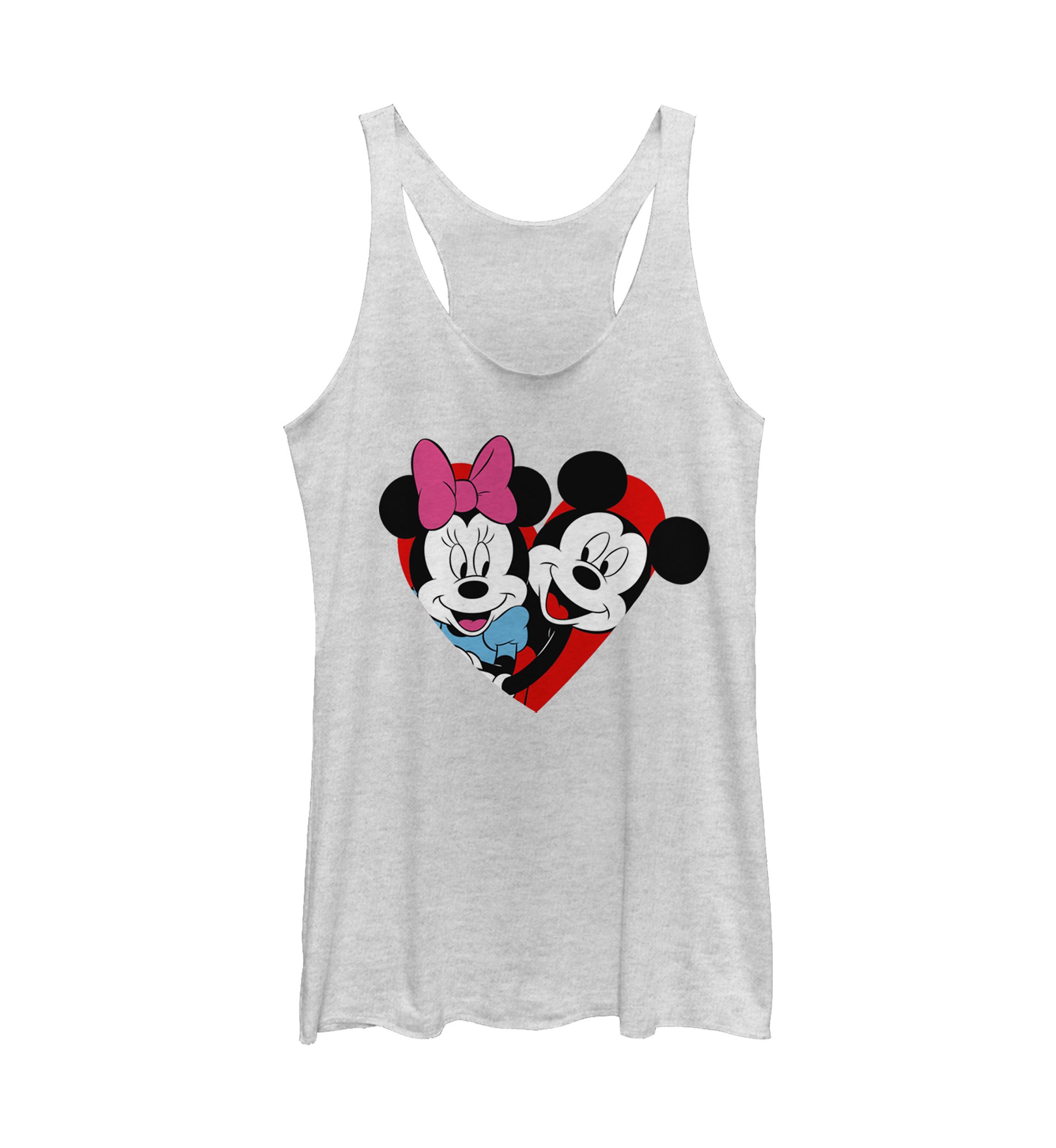 Juniors Licensed Disney Mickey Minnie Heart Tank Top