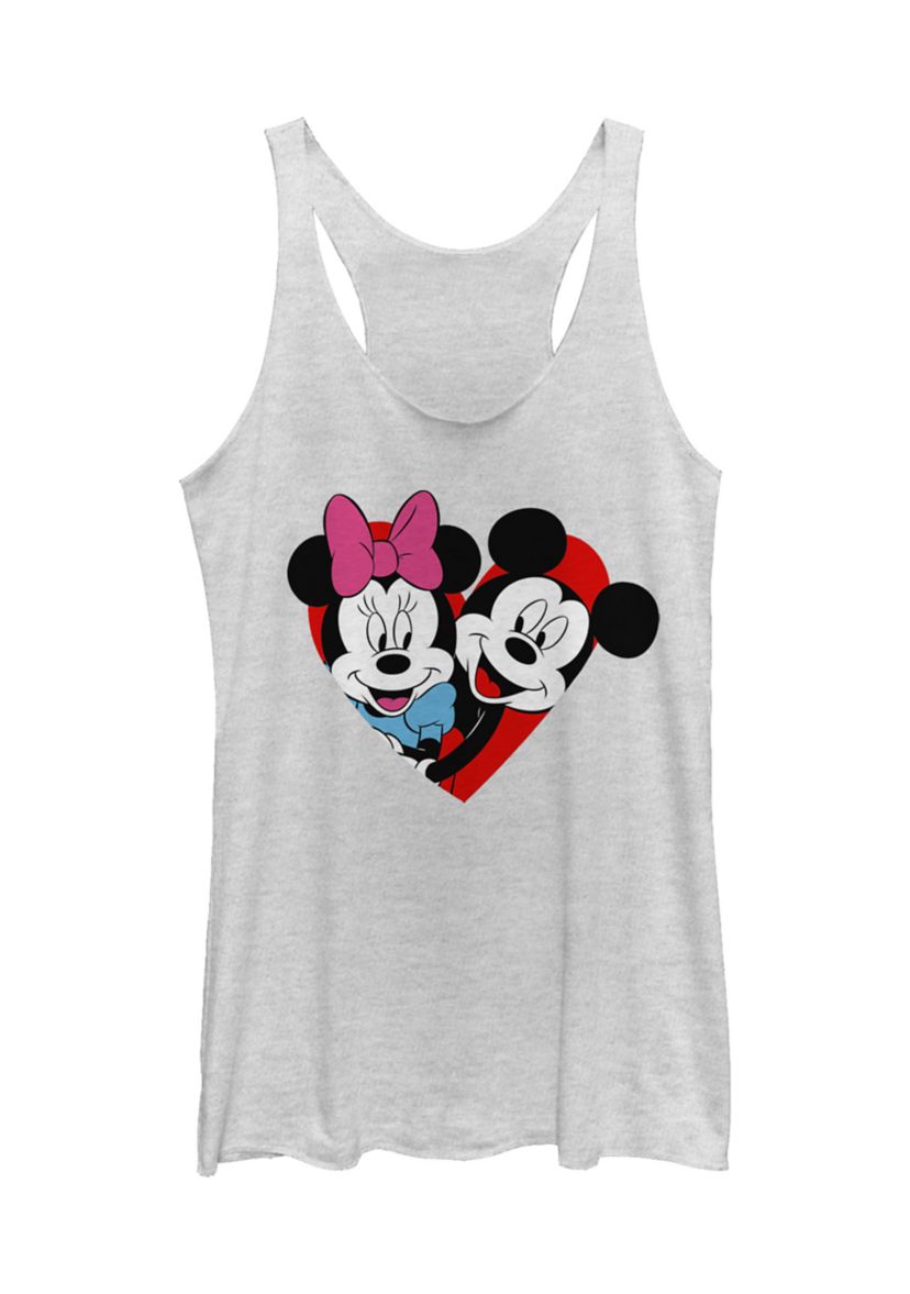 Juniors Licensed Disney Mickey Minnie Heart Tank Top