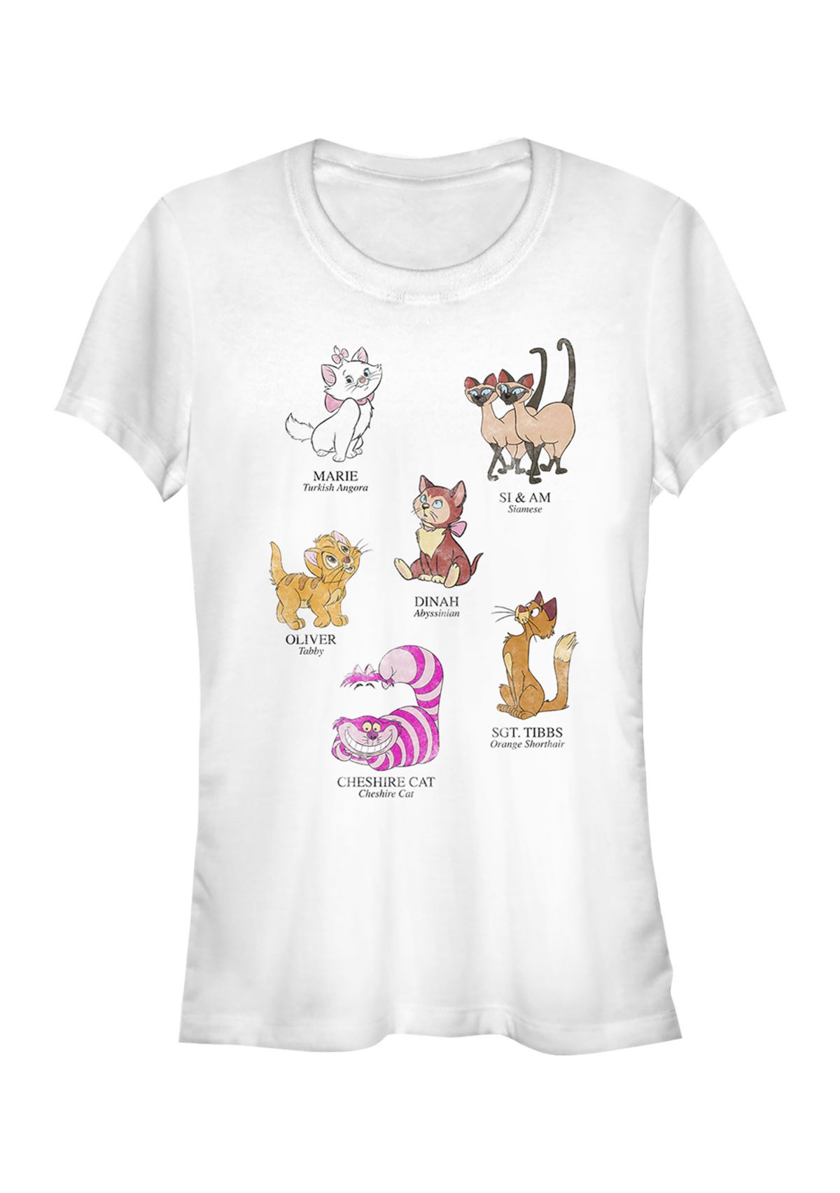  Juniors Licensed Disney Cat Breeds T-Shirt 