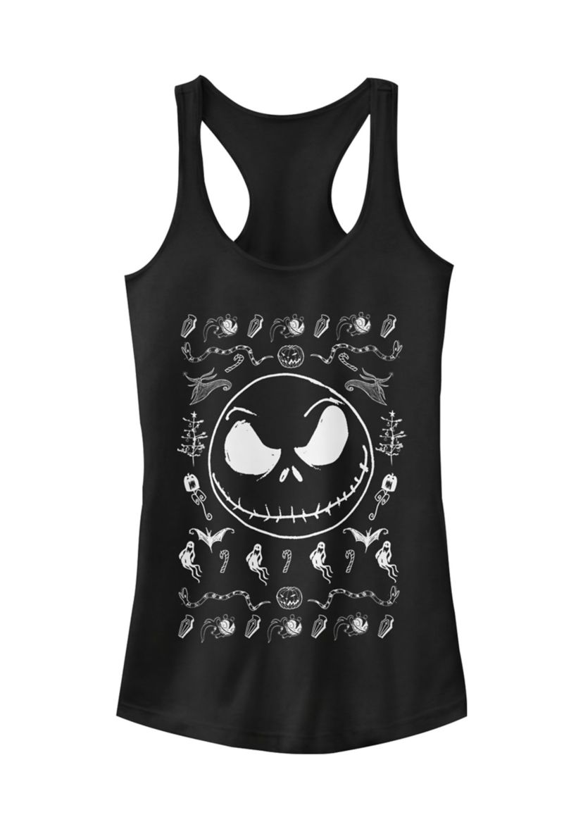 Juniors Licensed Disney Jack Spooky Sweater Tank Top