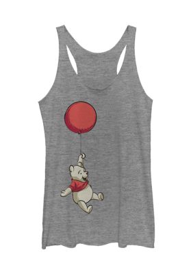 Junior's Licensed Disney Balloon Winnie Tank Top, Gray, Small