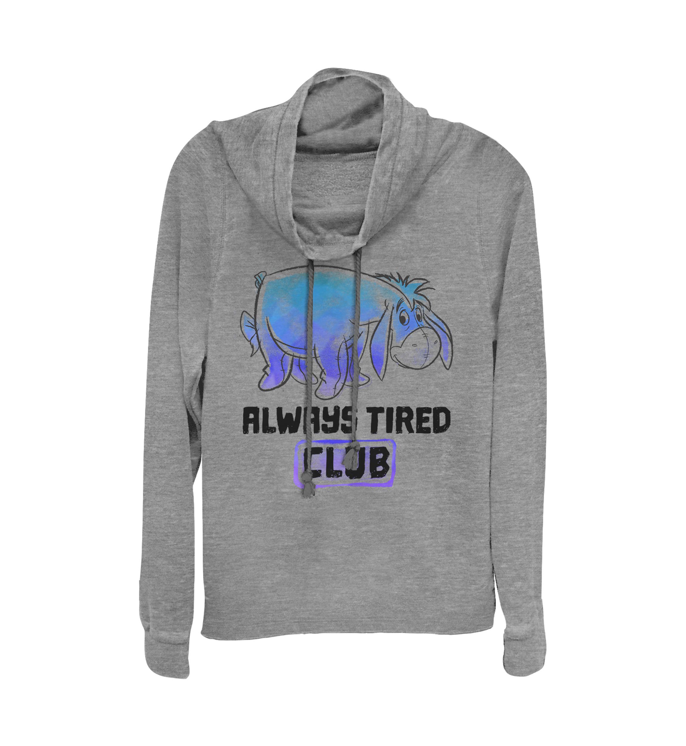 Juniors Licensed Disney Eeyore Tired Club Pullover Top