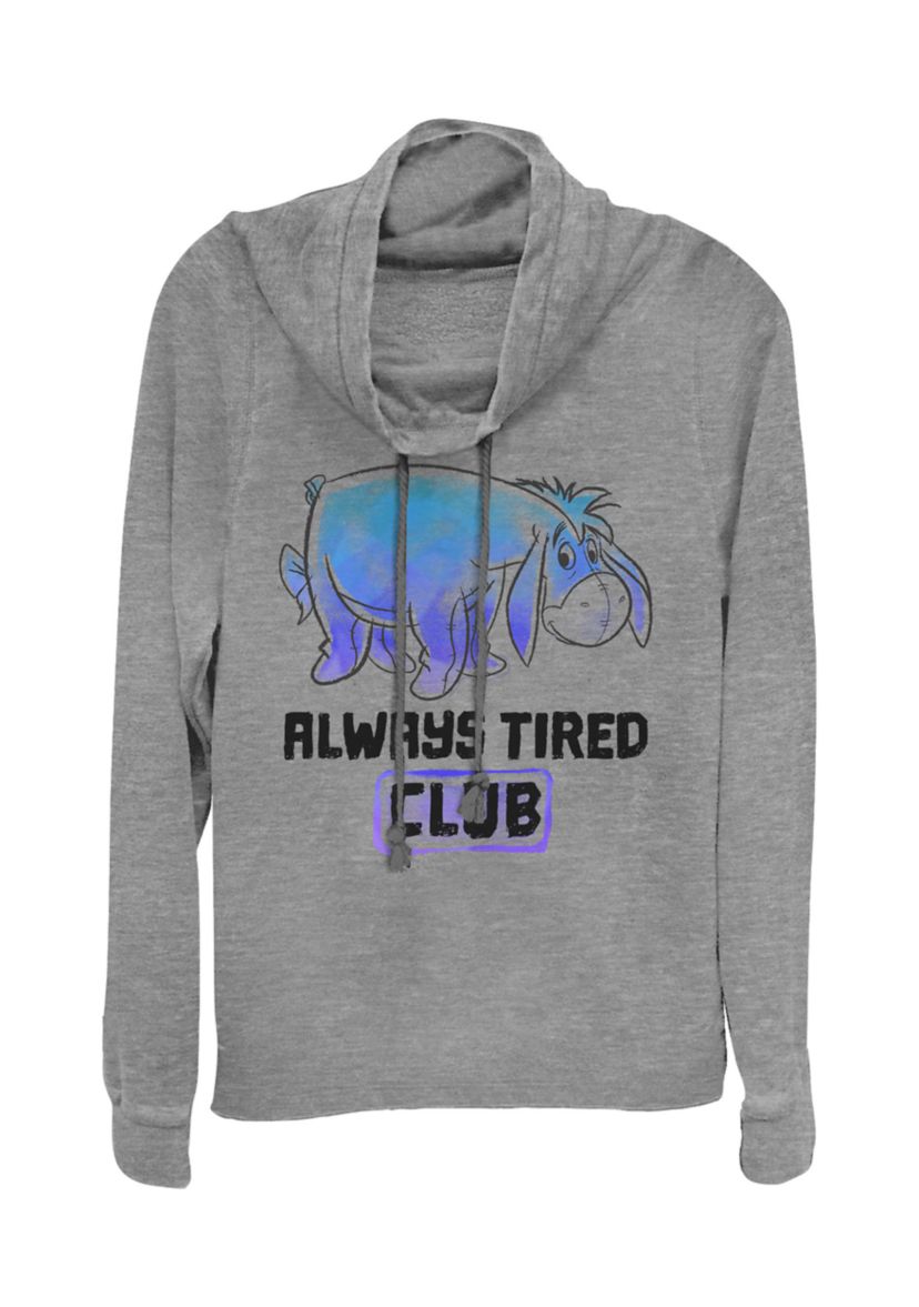 Juniors Licensed Disney Eeyore Tired Club Pullover Top