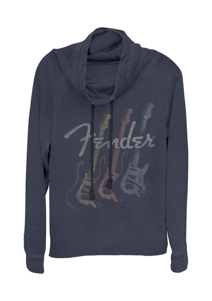 Juniors Triple Fret Pullover Graphic Top