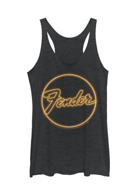 Fender Women's Junior's Neon Logo Graphic Tank Top, Black, Small