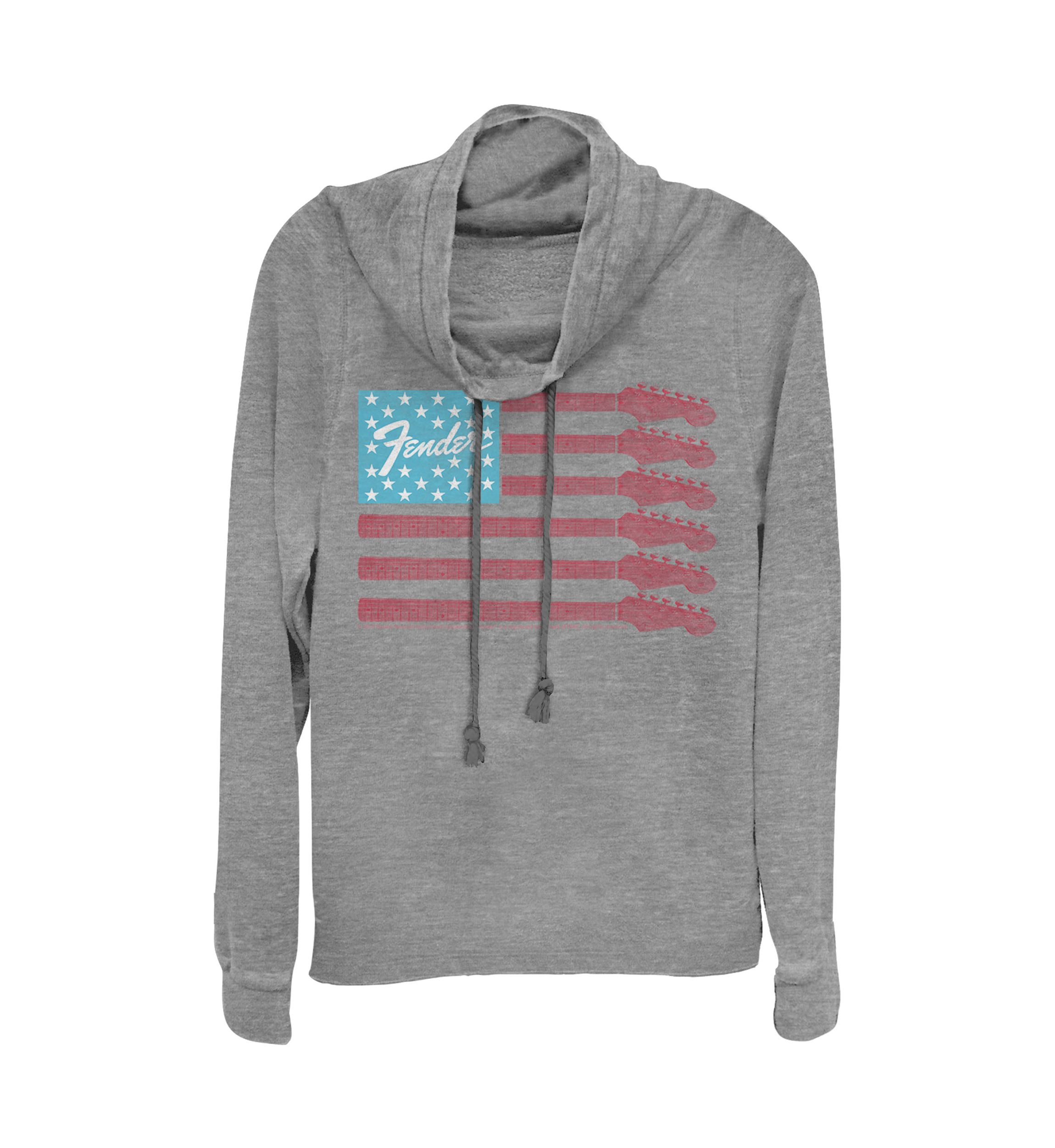 Juniors Guitar Flag Pullover Graphic Top