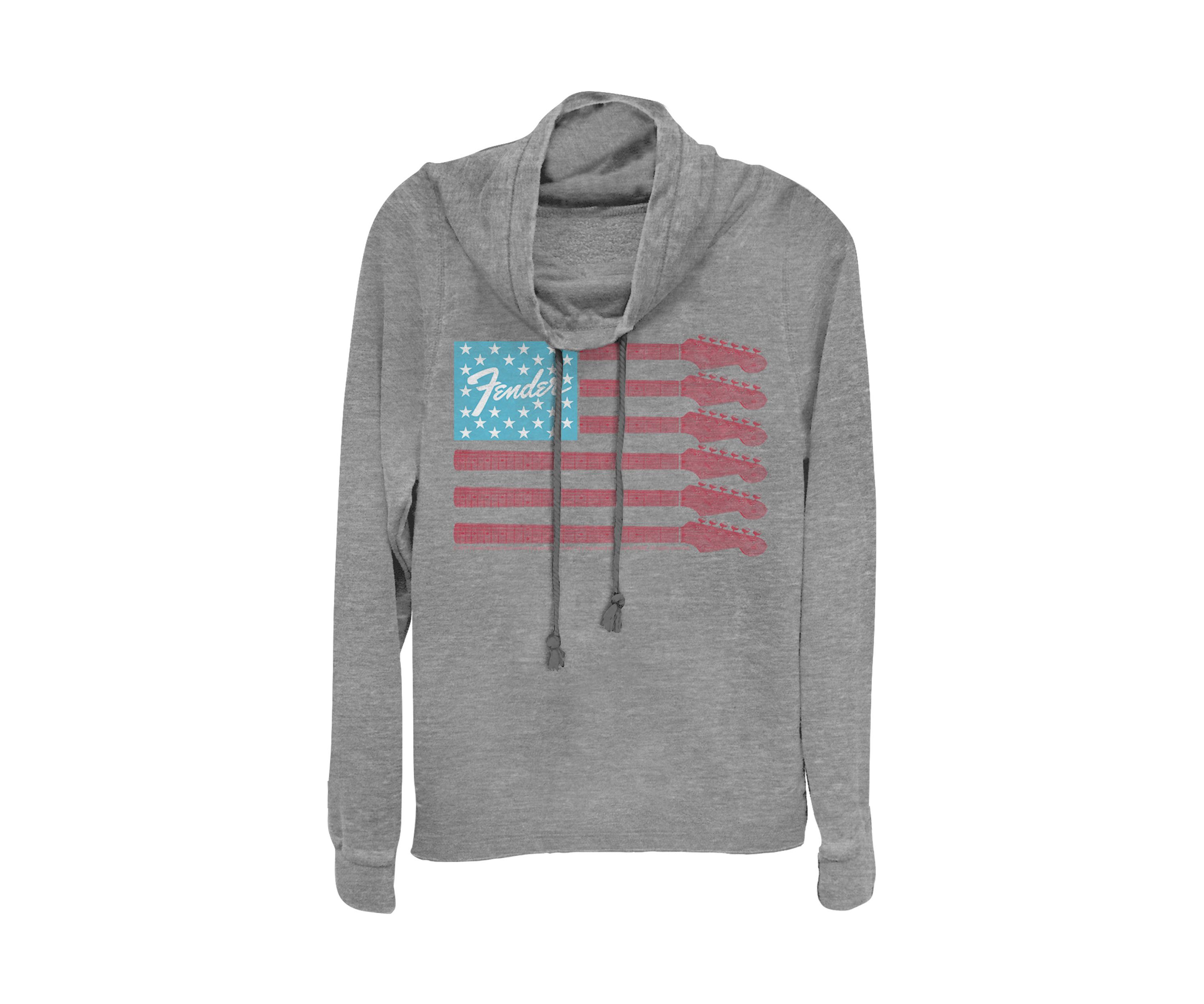 Juniors Guitar Flag Pullover Graphic Top