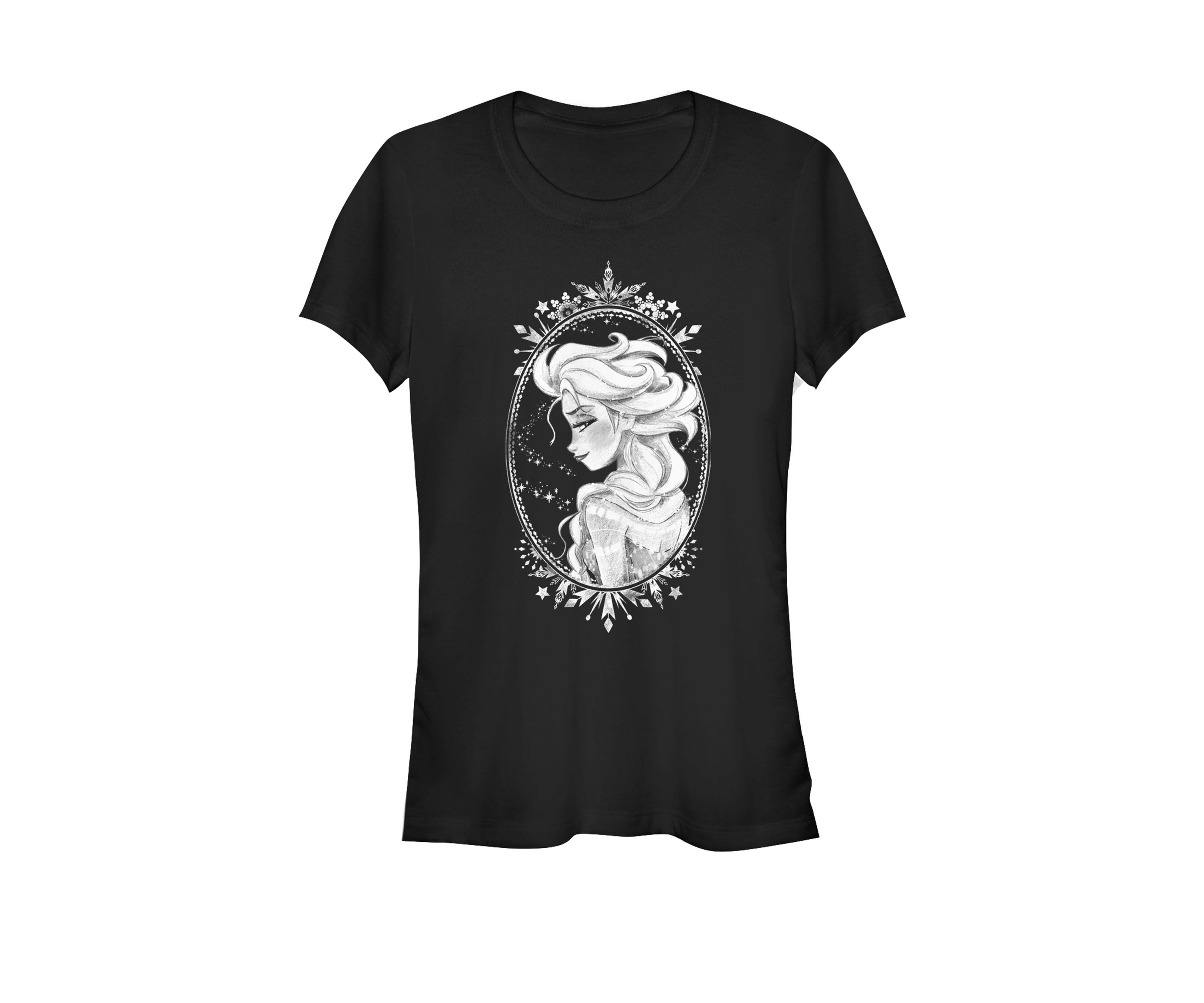 Frozen Elsa Sketch Portrait Snowflakes Short Sleeve T-Shirt