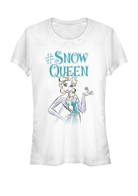 Disney Women's Frozen Elsa Hashtag Snow Queen Short Sleeve T-Shirt, White, Small