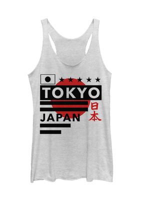 Fifth Sun Women's Junior's Japan Minimal Graphic Tank Top, White, Small