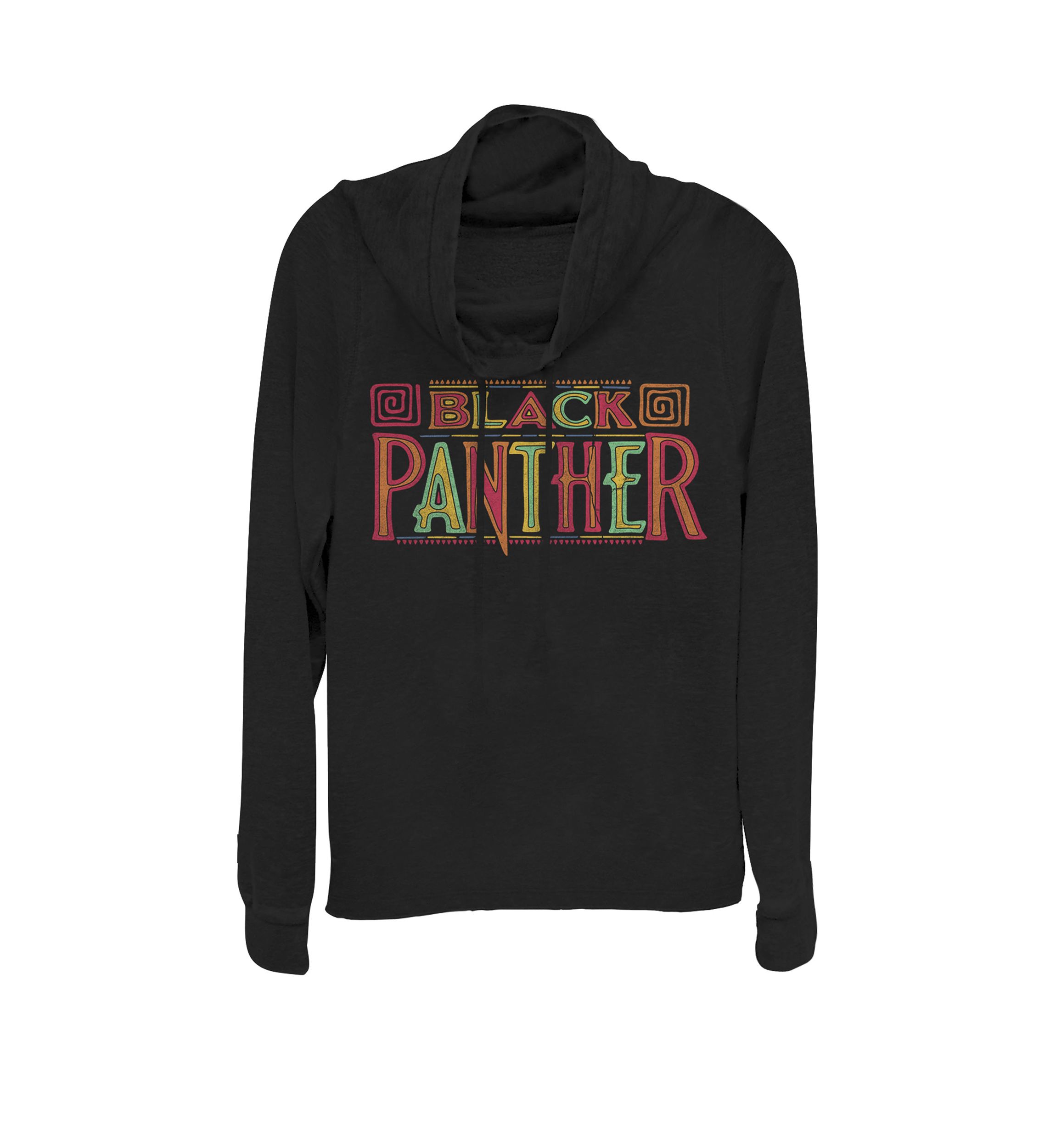 Black Panther Movie Patterned Logo Cowl Neck Pullover