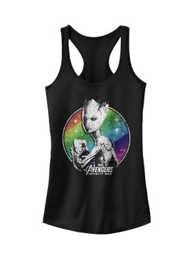 Marvel Women's Infinity War nage Groot Retro Rainbow Racerback Tank Top, Black, XXL