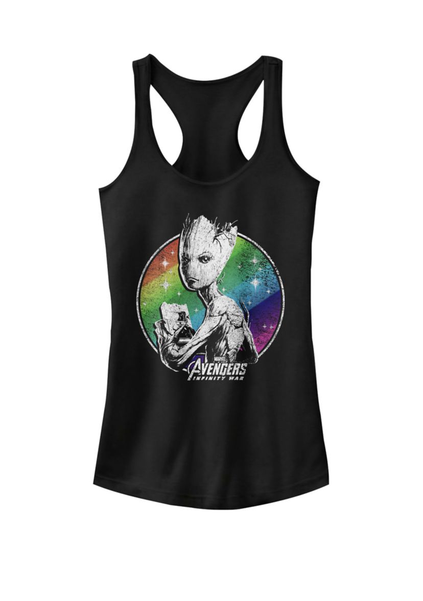 Infinity War nage Groot Retro Rainbow Racerback Tank