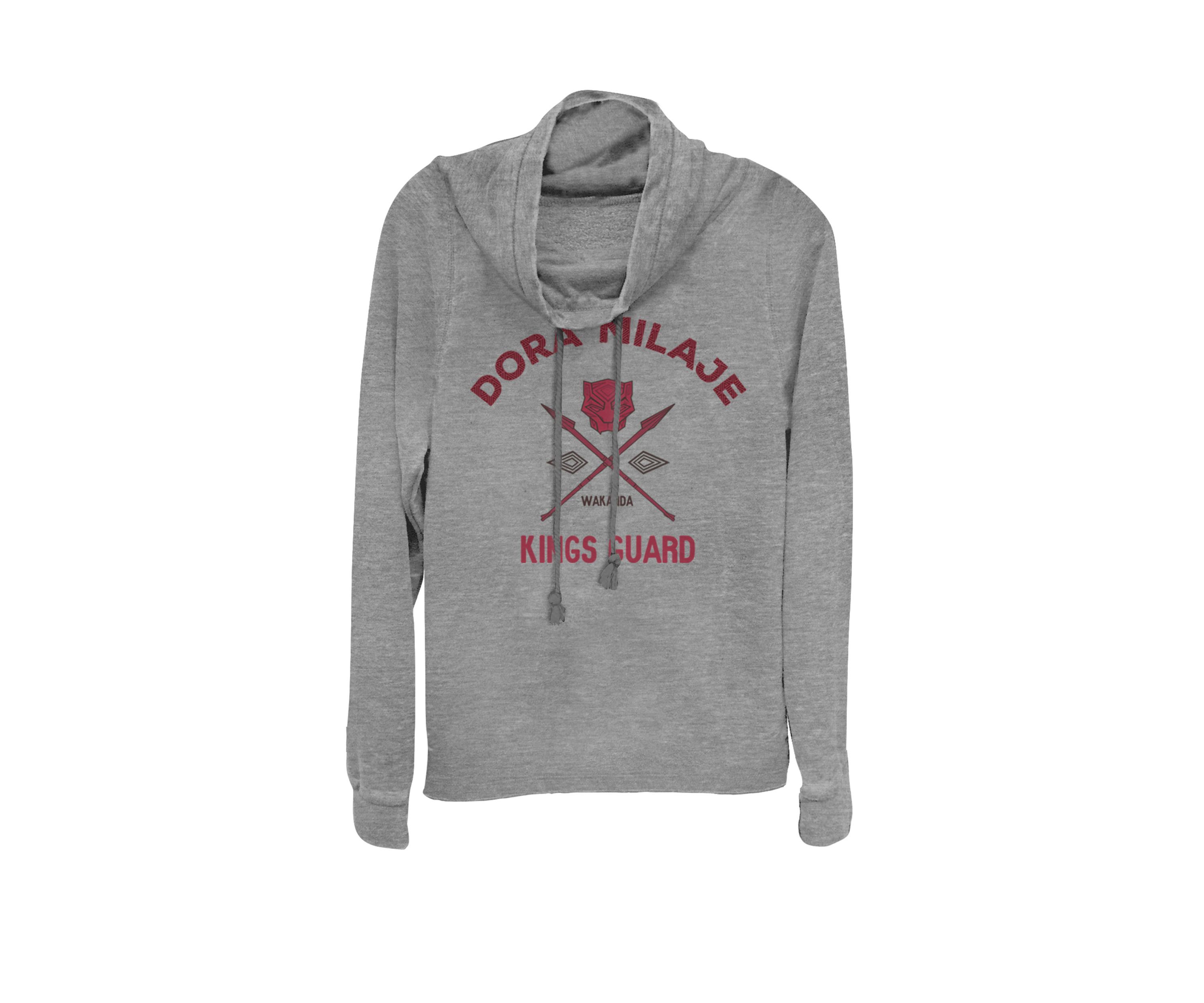 Juniors Black Panther Dora Milaje Kings Guard Logo Cowl Neck Graphic Pullover