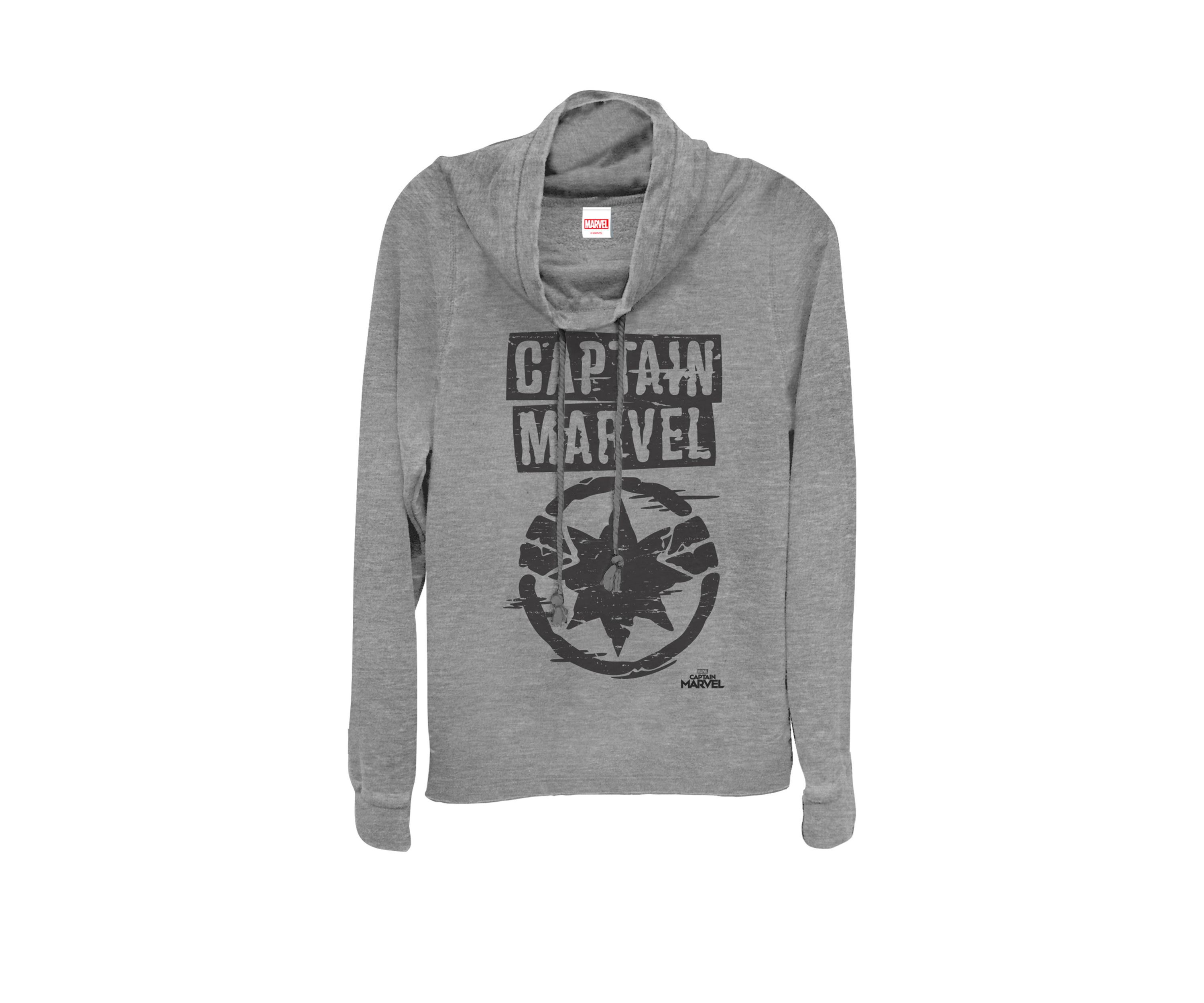 Juniors Captain Painted Circle Logo Cowl Neck Graphic Pullover