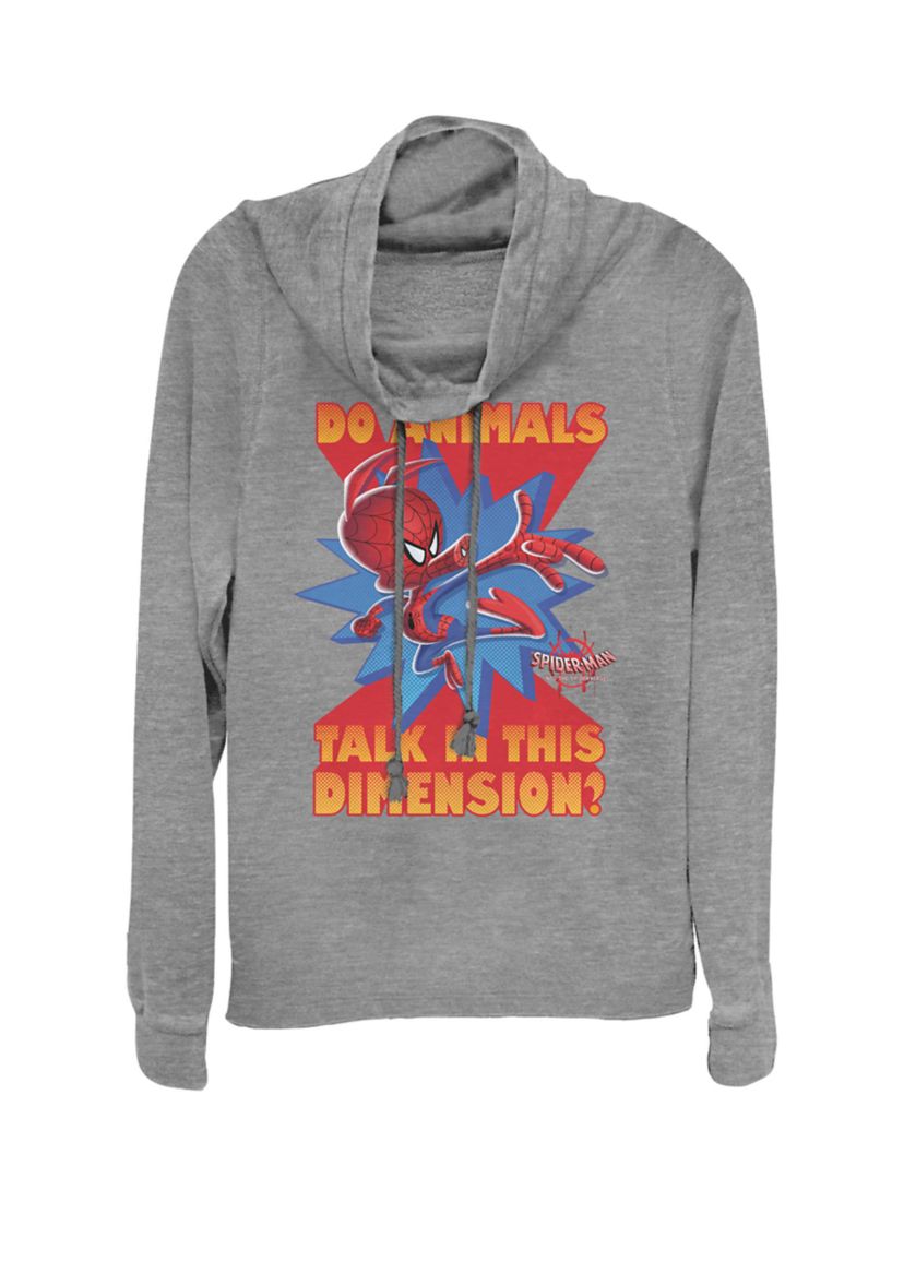 Spider-Man Spiderverse Ham Quote Cowl Neck Pullover