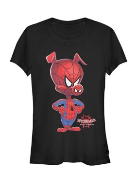 Marvel Women's Spider-Man Spiderverse Spider-Ham Short Sleeve T-Shirt, Black, XXL
