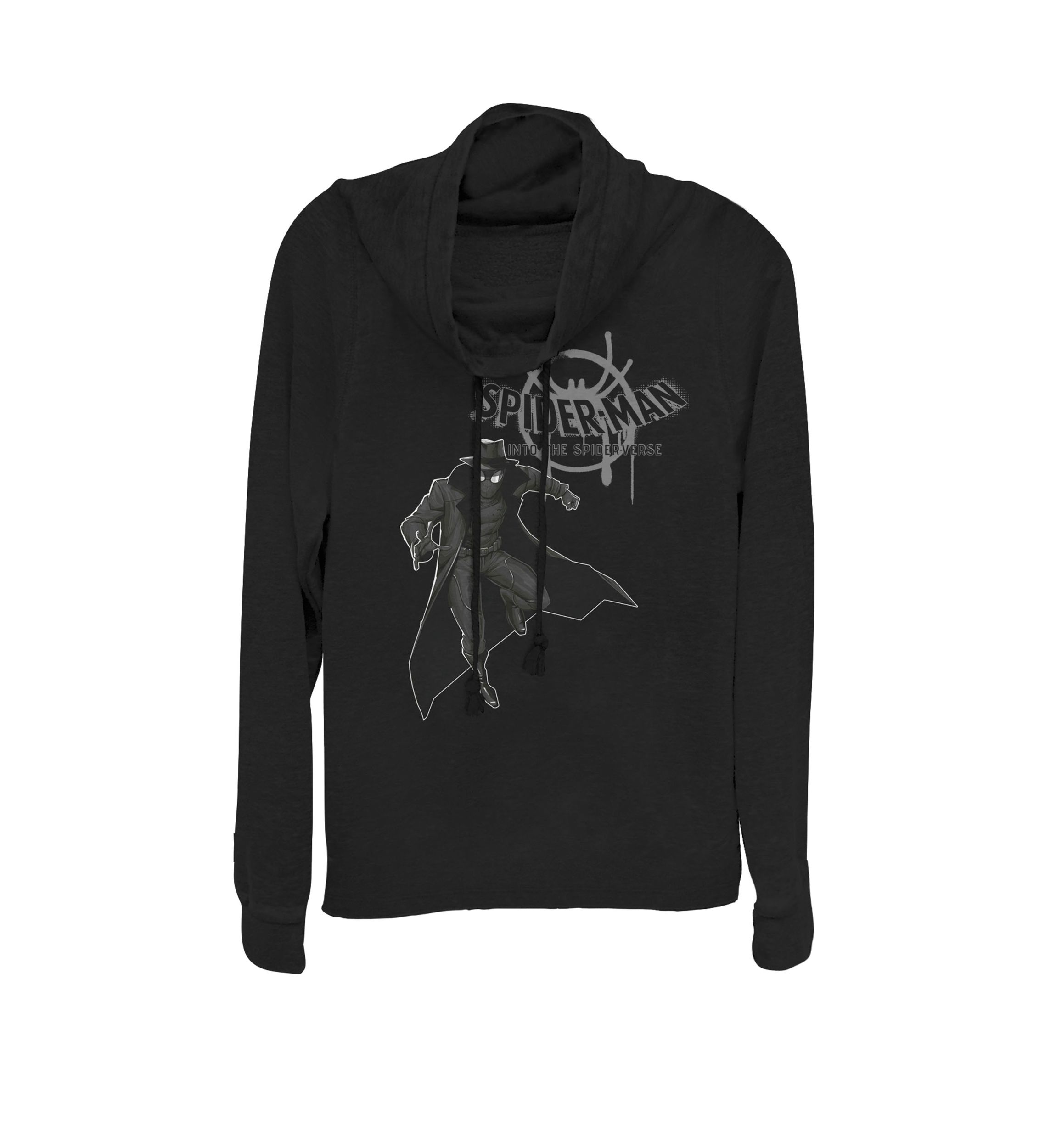 Spider-Man Spiderverse Noir Logo Fleece Cowl Neck Pullover