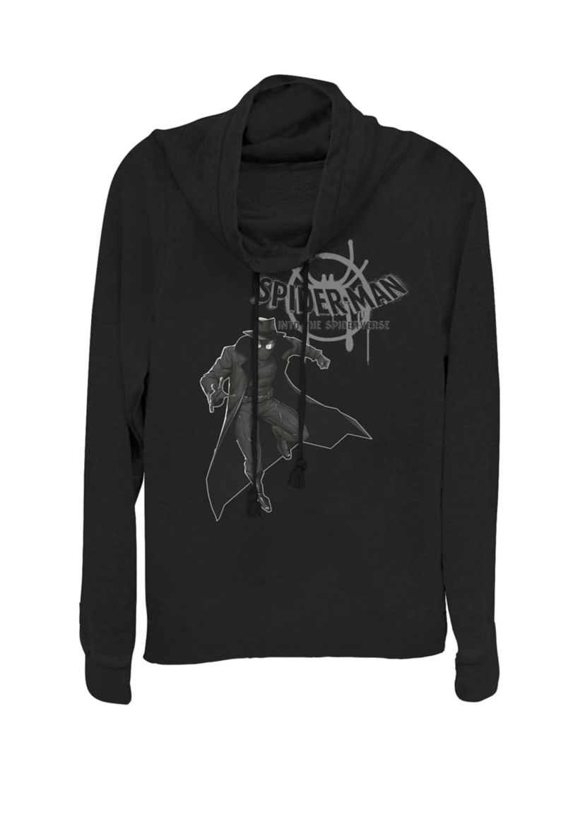 Spider-Man Spiderverse Noir Logo Fleece Cowl Neck Pullover