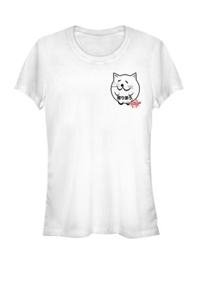 Marvel Women's Spider-Man Spiderverse Cat Sticker Fleece Short Sleeve T-Shirt, White, XXL