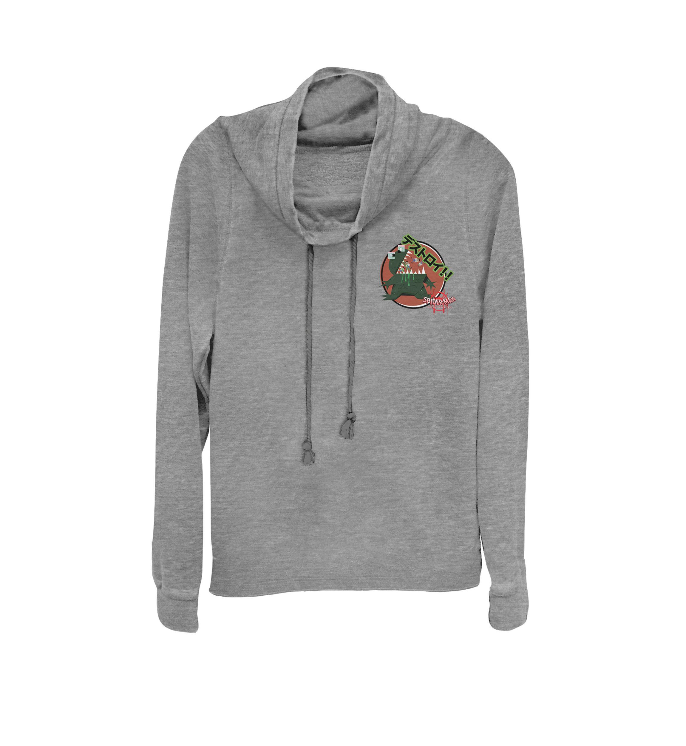 Spider-Man Spider-Verse Godzilla Sticker Pocket Cowl Neck Graphic Pullover