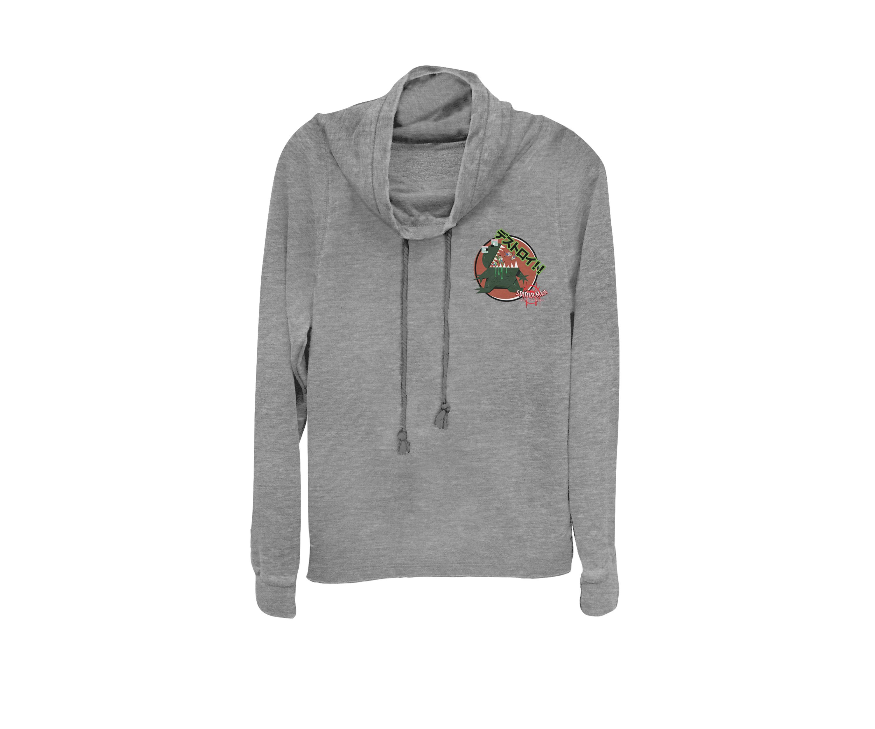 Spider-Man Spider-Verse Godzilla Sticker Pocket Cowl Neck Graphic Pullover