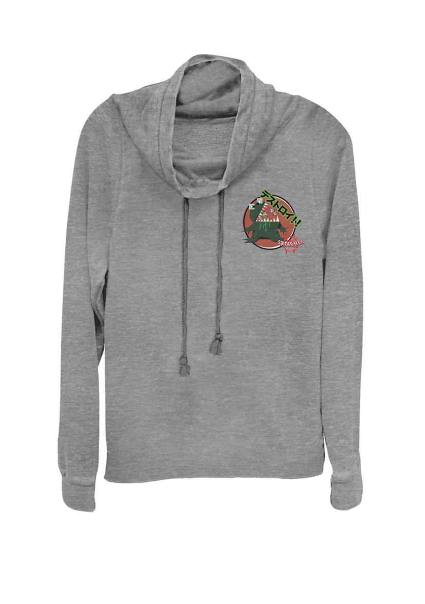 Spider-Man Spider-Verse Godzilla Sticker Pocket Cowl Neck Graphic Pullover