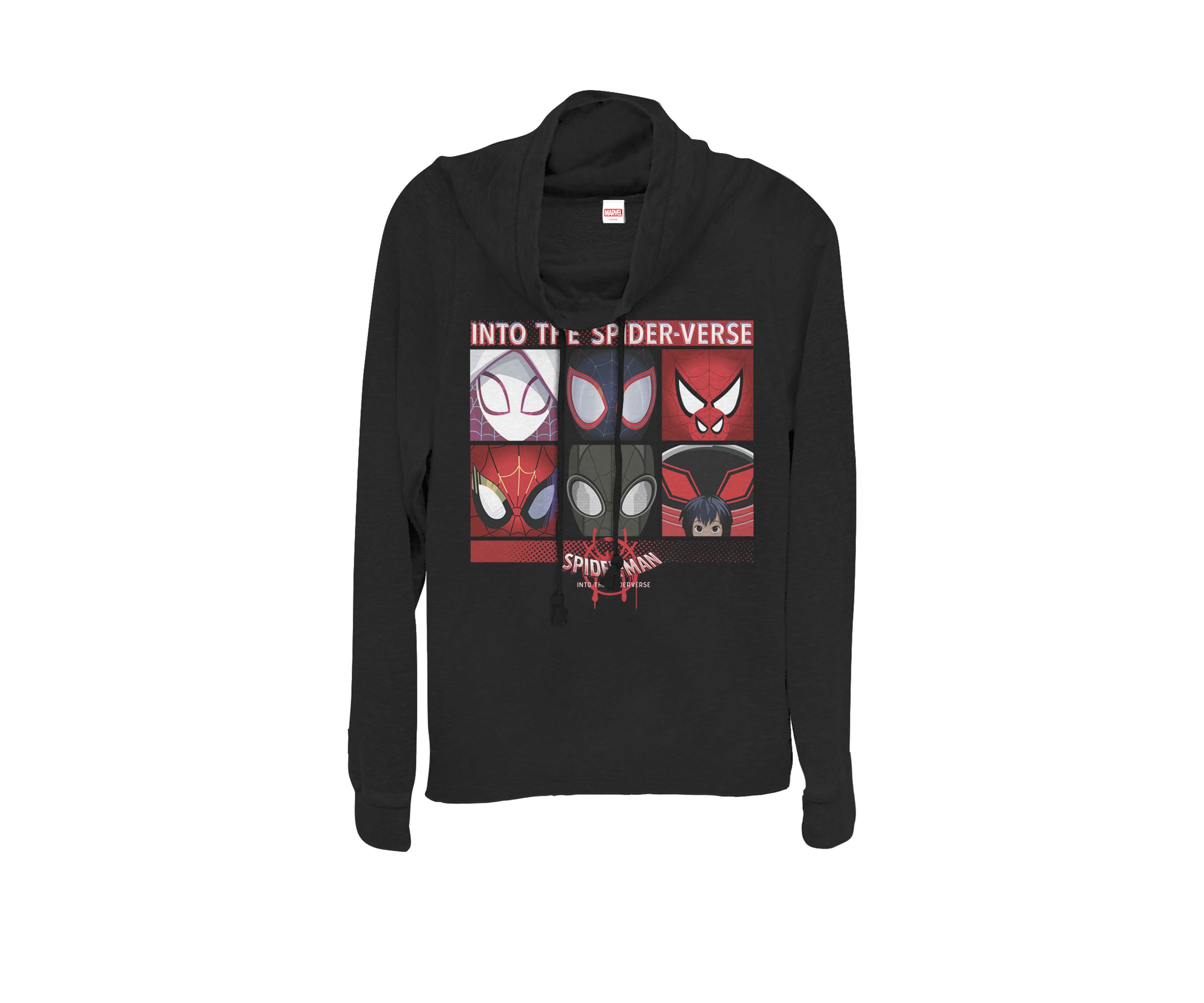 Spider-Man Spiderverse Square Group Cowl Neck Graphic Pullover