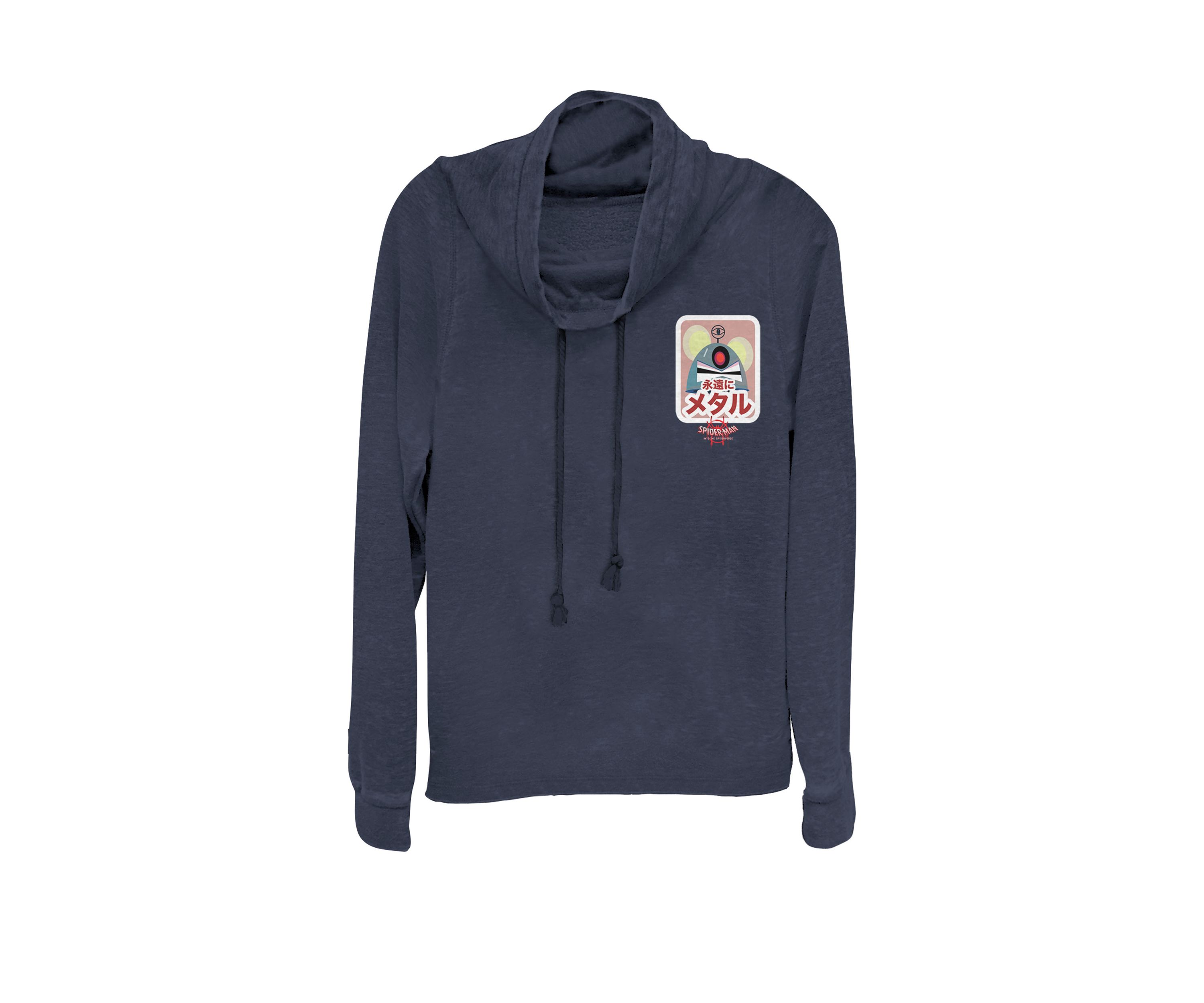 Spider-Man Spider-Verse Robot Mouse Sticker Pocket Cowl Neck Graphic Pullover