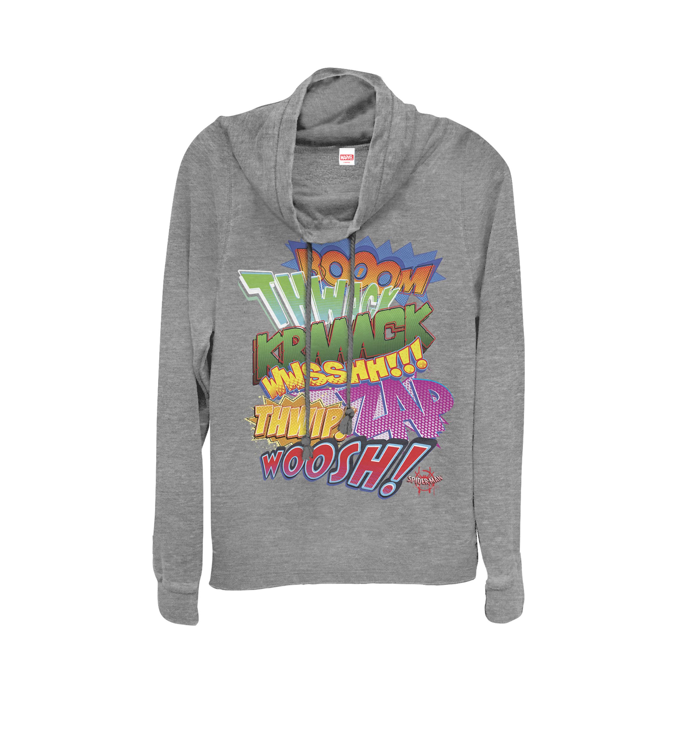 Spider-Man Spiderverse Sound Effects Fleece Cowl Neck Pullover