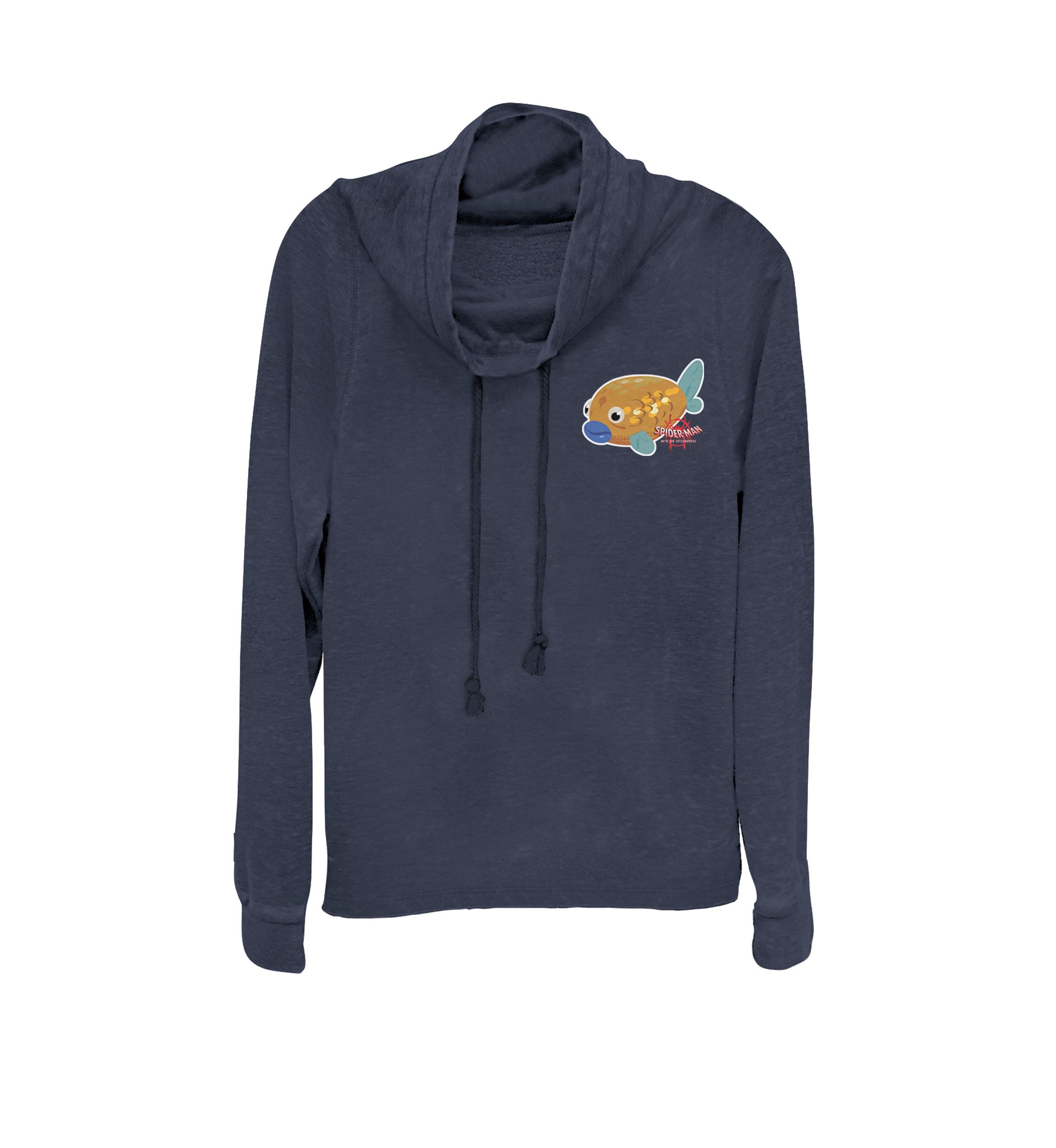 Spider-Man Spider-Verse Koi Fish Sticker Left Chest Logo Cowl Neck Pullover