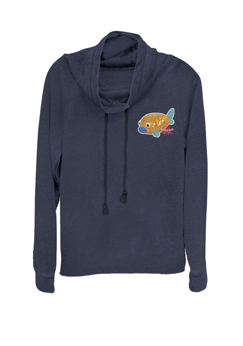 Spider-Man Spider-Verse Koi Fish Sticker Left Chest Logo Cowl Neck Pullover