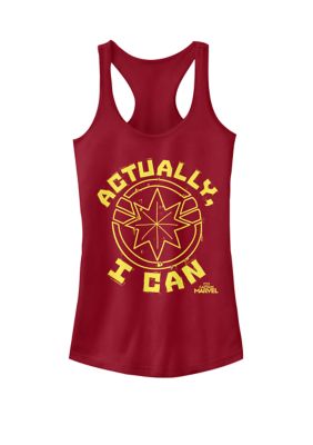 Women's Captain Marvelâ¢ Actually I Can Yellow Logo Racerback Tank Top, XL