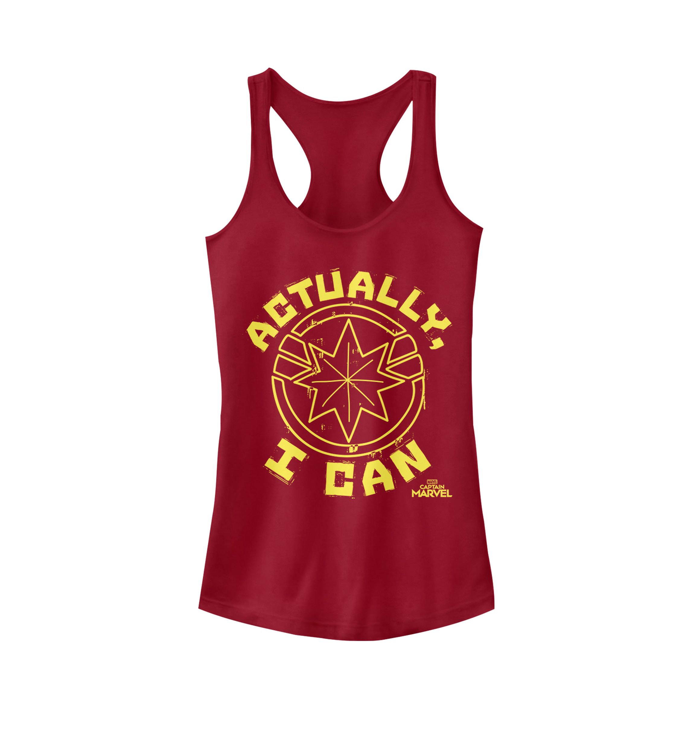 Captain Marvel™ Actually I Can Yellow Logo Racerback Tank