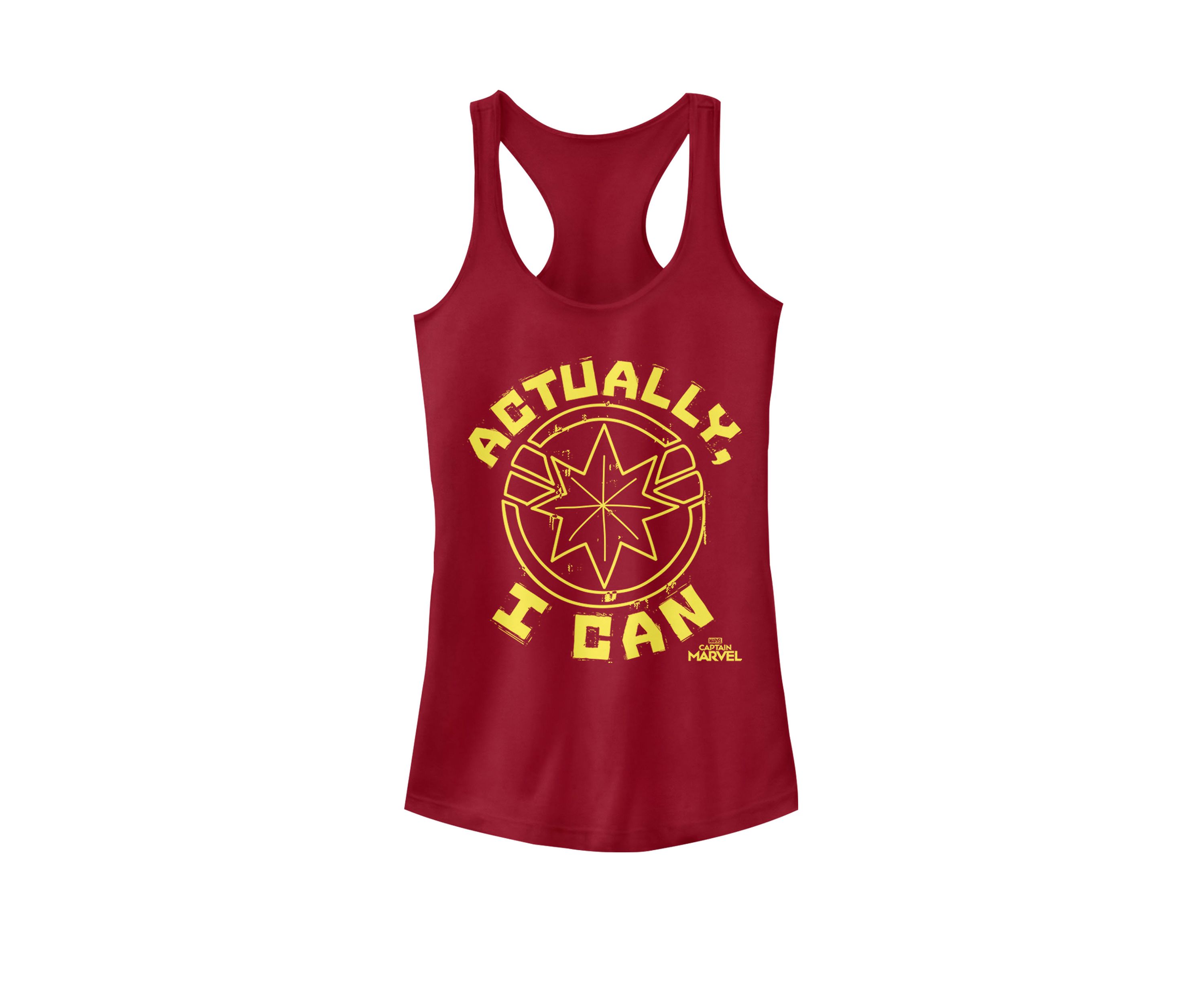 Captain Marvel™ Actually I Can Yellow Logo Racerback Tank