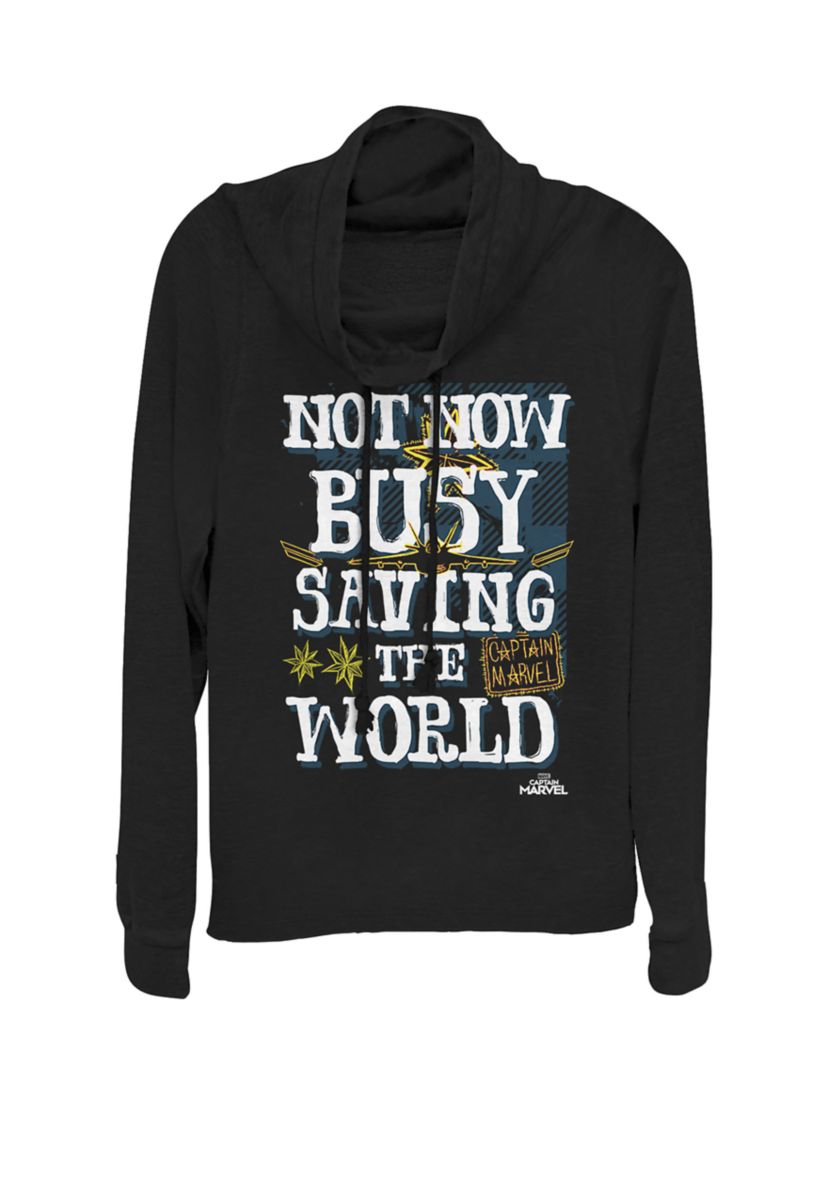 Captain Marvel™ Busy Saving The World Cowl Neck Pullover
