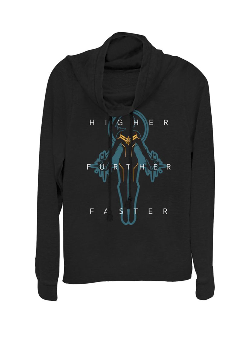 Captain Marvel™ Higher Further Faster Cowl Neck Graphic Pullover