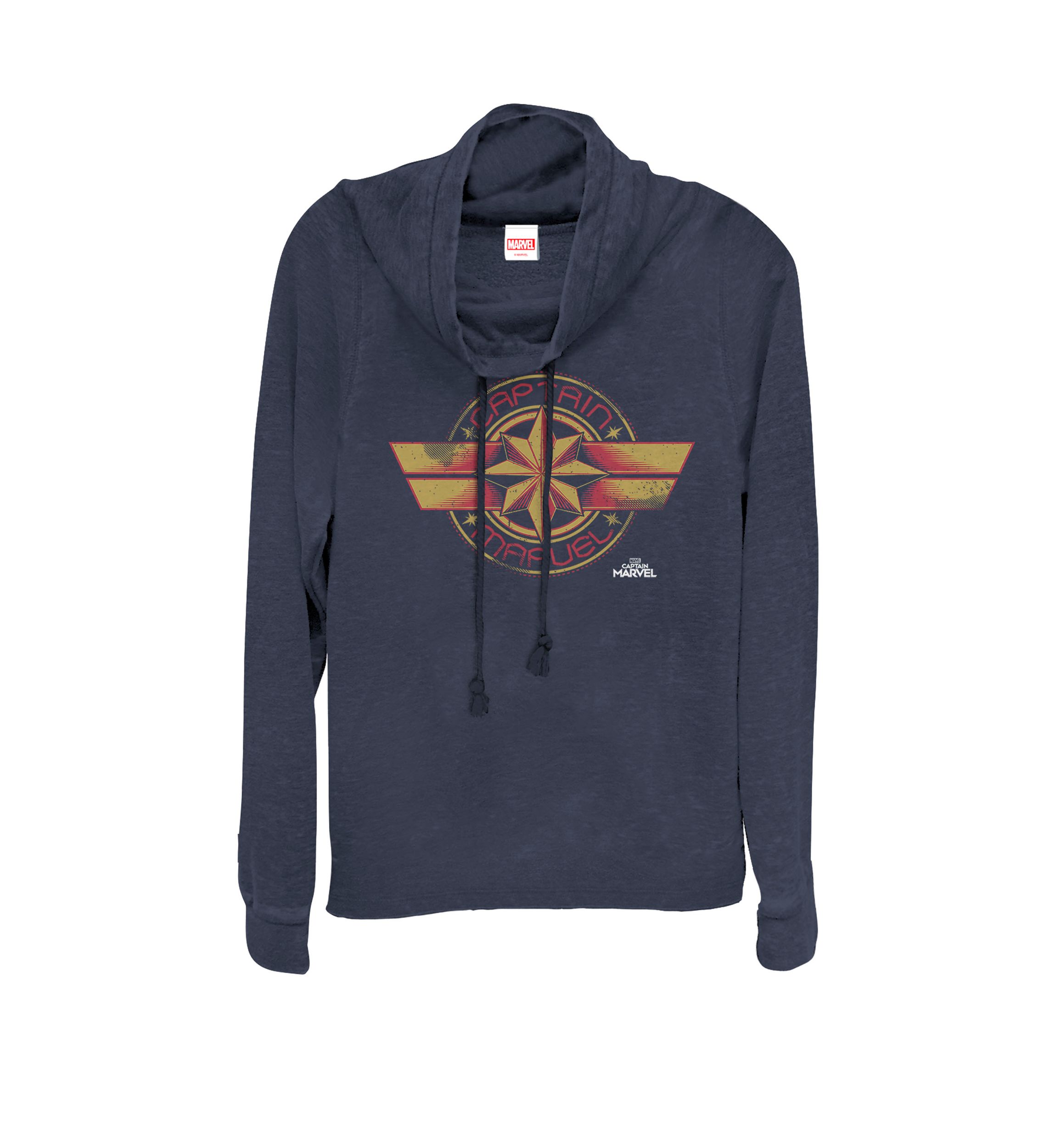 Captain Marvel™ Movie Retro Red Yellow Logo Cowl Neck Graphic Pullover