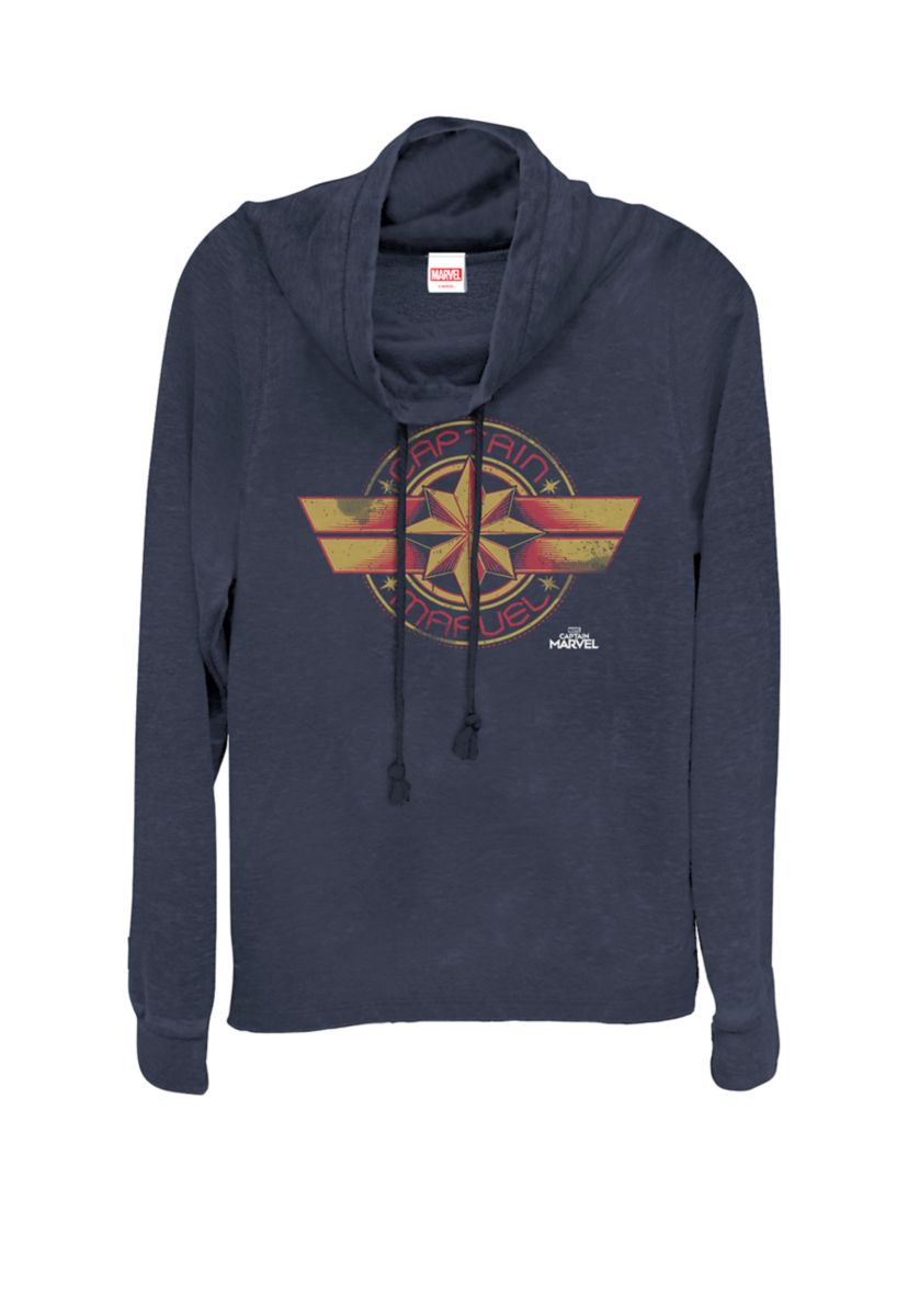 Captain Marvel™ Movie Retro Red Yellow Logo Cowl Neck Graphic Pullover