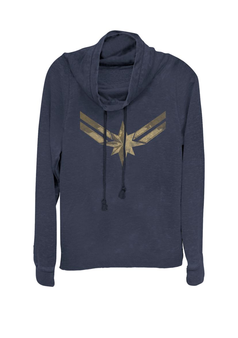 Captain Marvel™ Movie Gold Blue Logo Cowl Neck Pullover