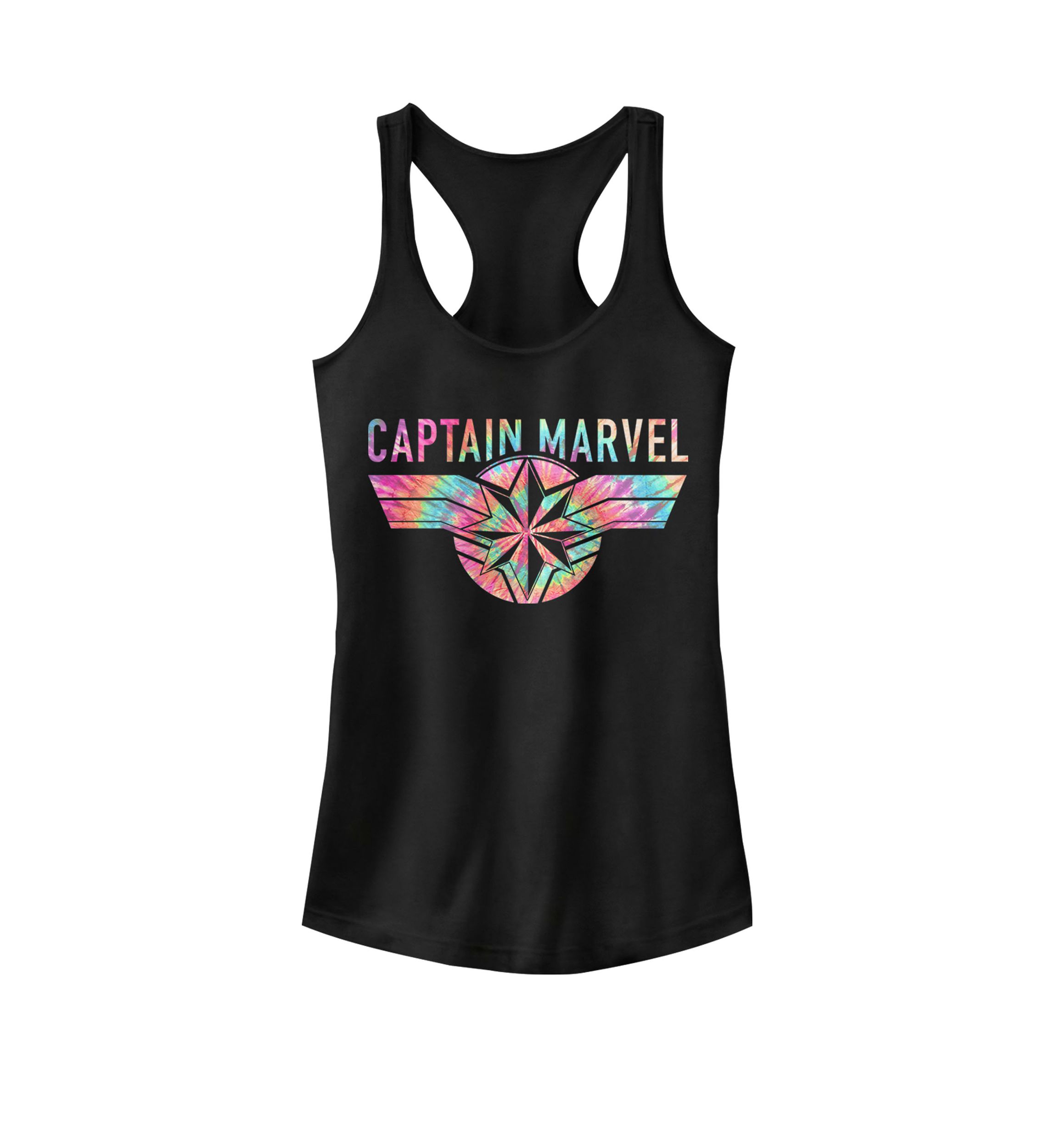 Captain Marvel™ Logo Banner Tie Dye Colors Racerback Tank