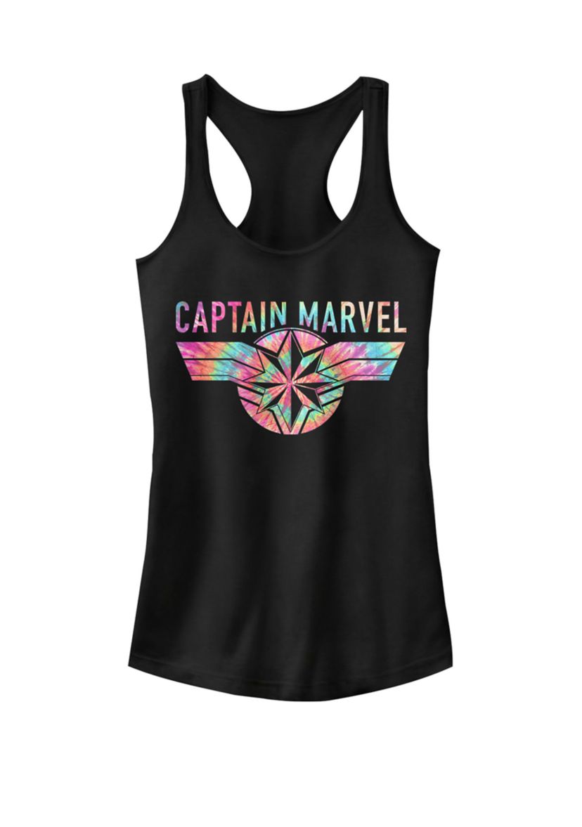 Captain Marvel™ Logo Banner Tie Dye Colors Racerback Tank