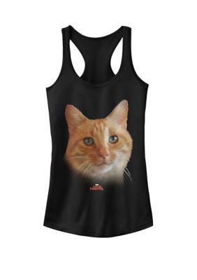 Women's Captain Marvelâ¢ Goose Cat Face Portrait Racerback Tank Top, Black, XXL