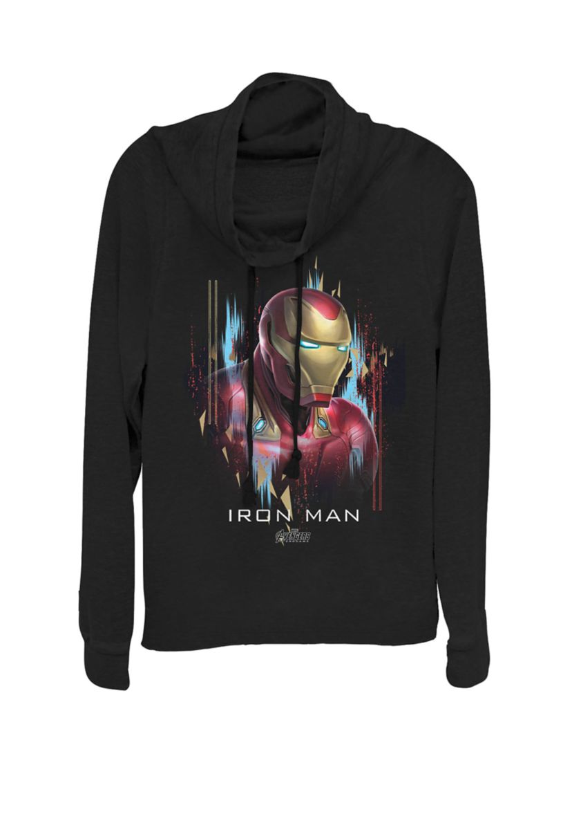 Avengers Endgame Iron Man Splatter Cowl Neck Pullover