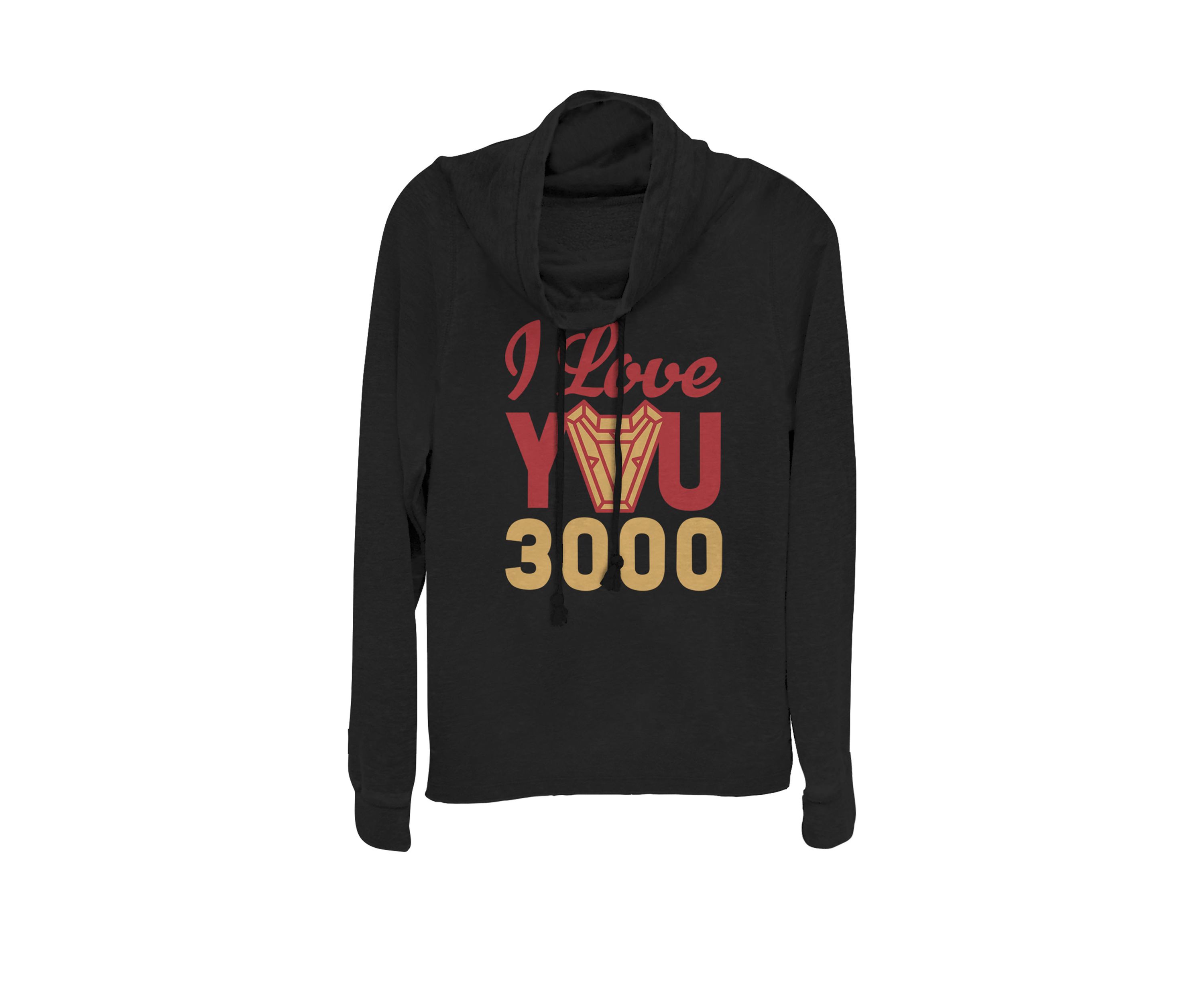 Avengers Endgame Iron Man I Love You 3000 Red Yellow Logo Cowl Neck Graphic Pullover