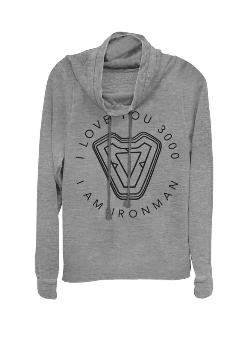 Avengers Endgame Iron Man I Love You 3000 Quote Circle Logo Cowl Neck Pullover