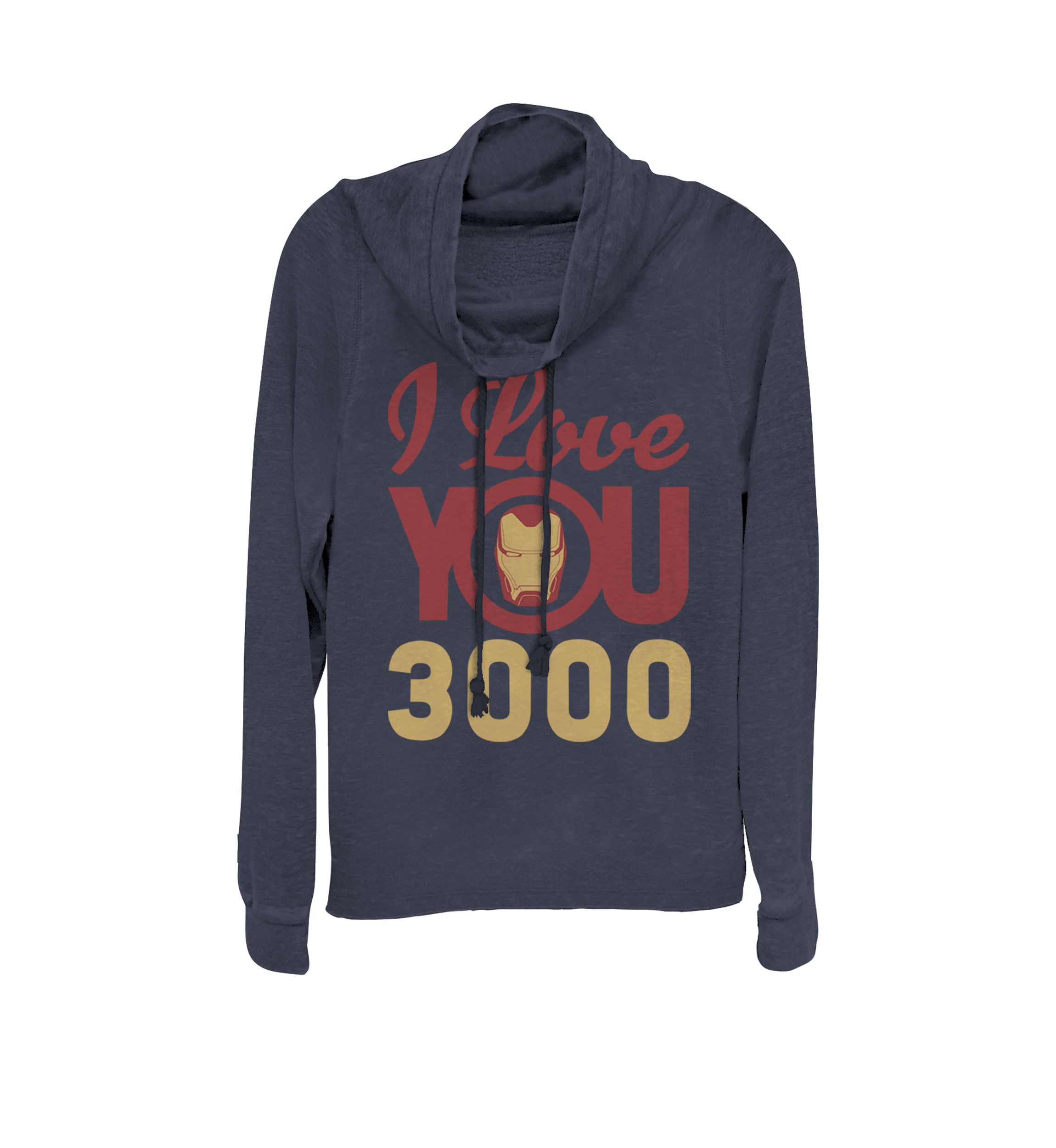 Avengers Endgame Iron Man I Love You 3000 Helmet Logo Cowl Neck Pullover