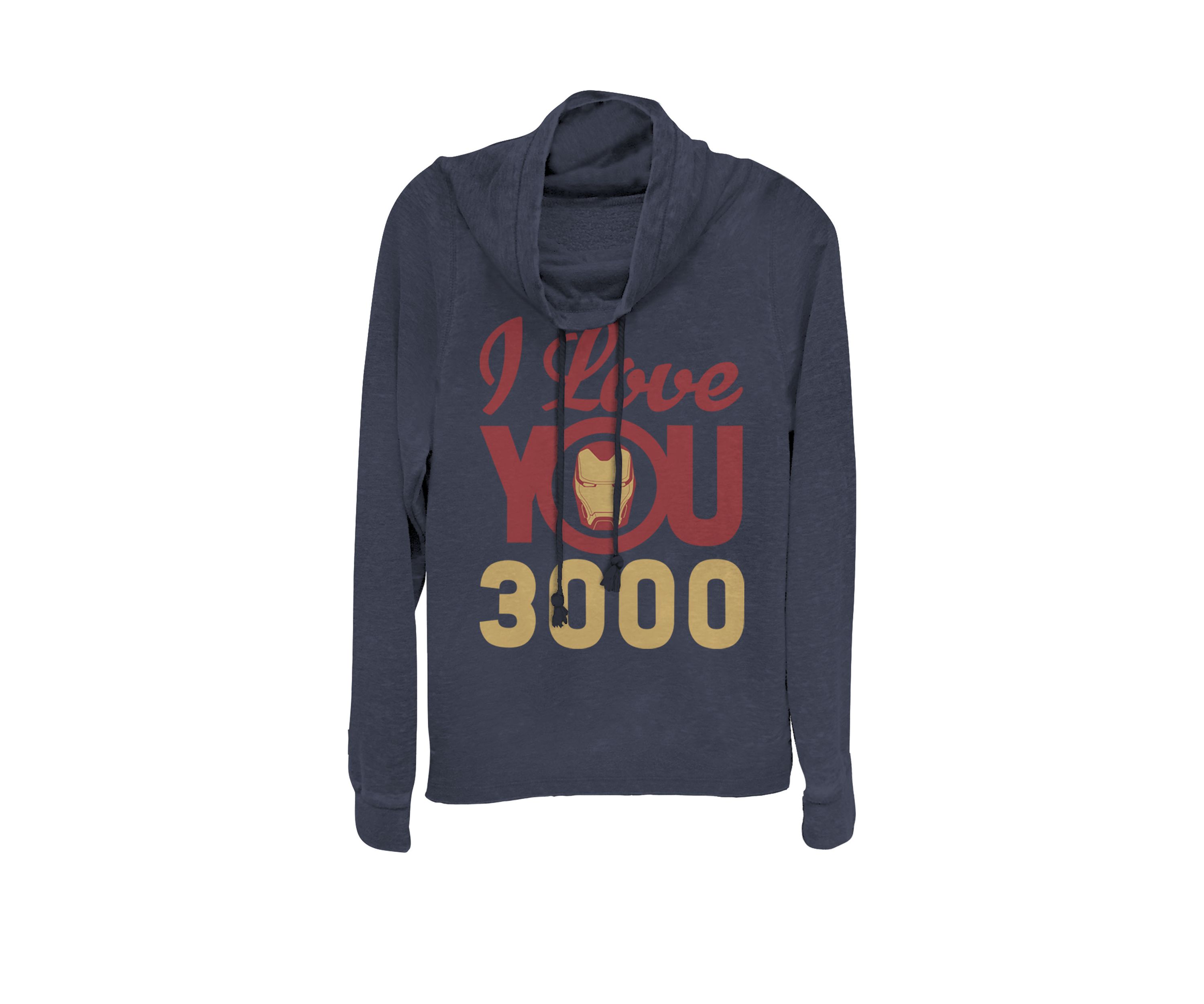 Avengers Endgame Iron Man I Love You 3000 Helmet Logo Cowl Neck Pullover