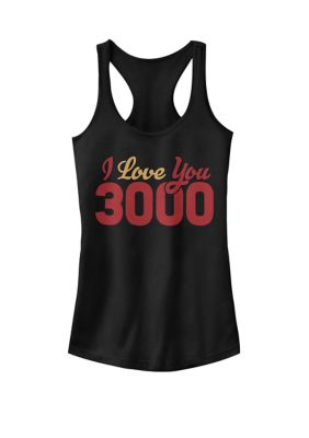 Marvel Women's Avengers Endgame Iron Man I Love You 3000 Quote Bold Racerback Tank Top, Black, XXL