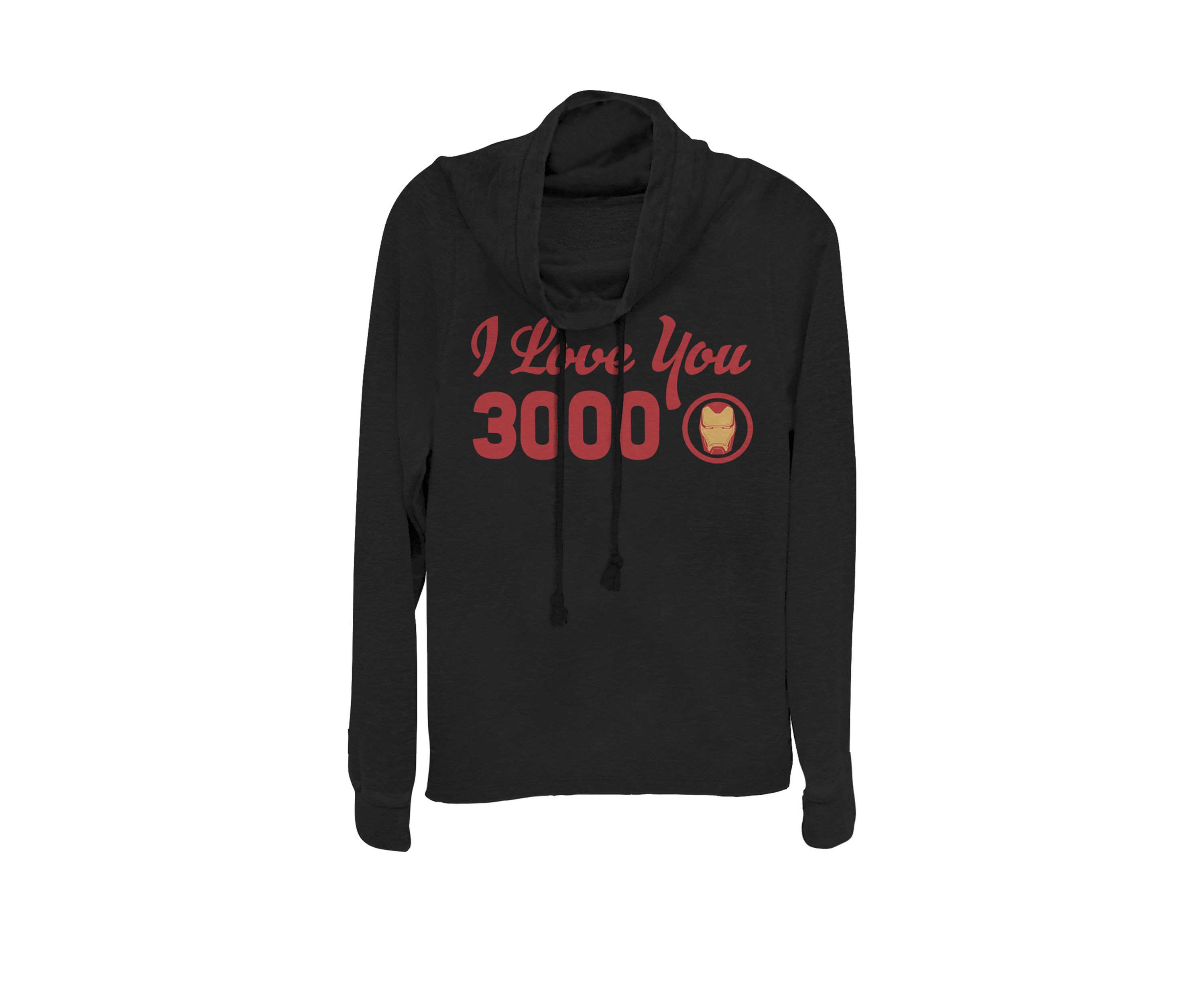 Avengers Endgame Iron Man I Love You 3000 Red Logo Cowl Neck Graphic Pullover